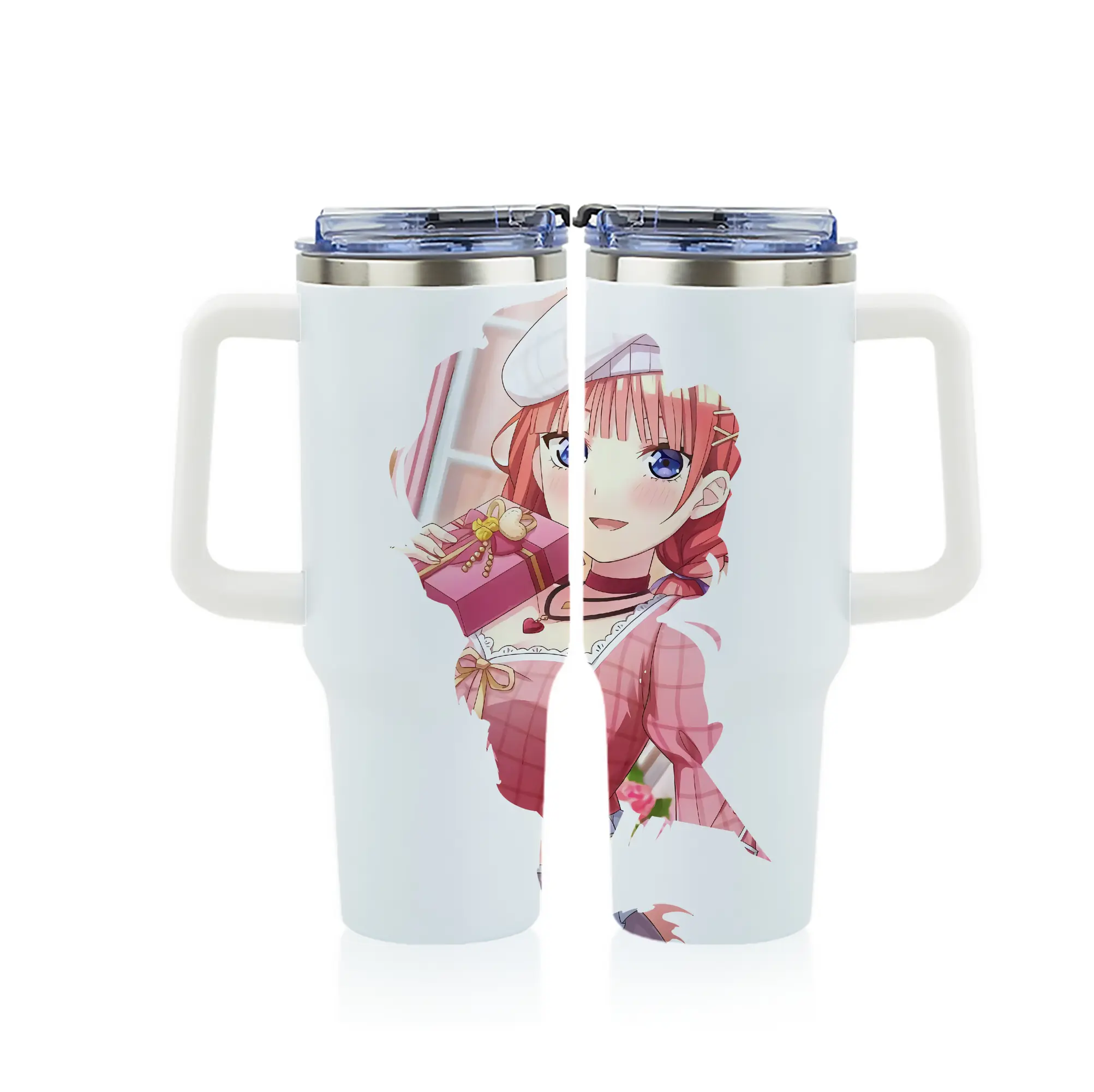 五等分の花嫁 グッズ 中野 二乃 - 1200mL フルプリント車用タンブラー ・ 304ステンレス 内側 ・ 201ステンレス 外側 ・ 保温 保冷 ・ 通勤 ドライブ アウトドア用
