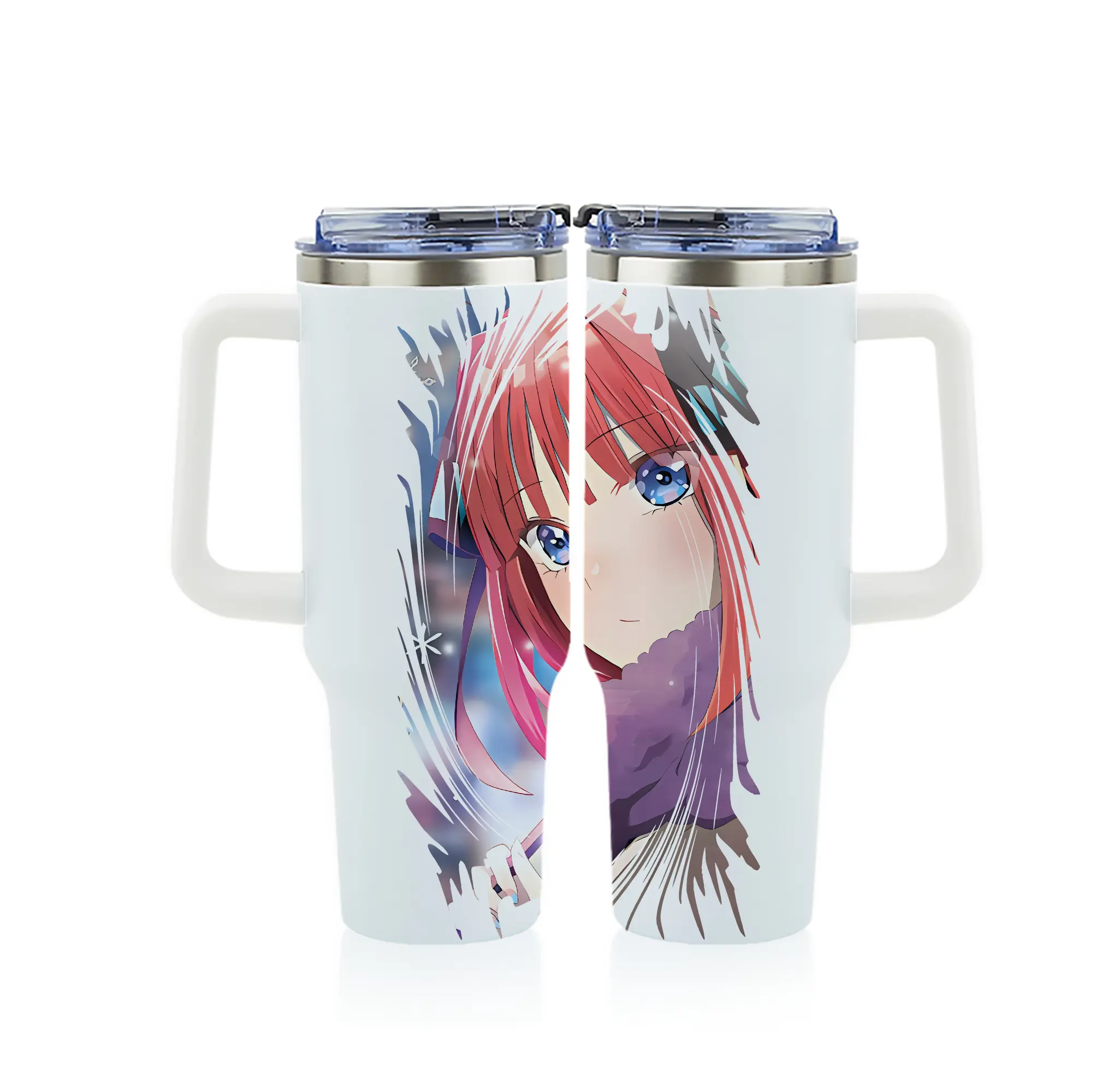五等分の花嫁 グッズ 中野 二乃 - 1200mL フルプリント車用タンブラー ・ 304ステンレス 内側 ・ 201ステンレス 外側 ・ 保温 保冷 ・ 通勤 ドライブ アウトドア用