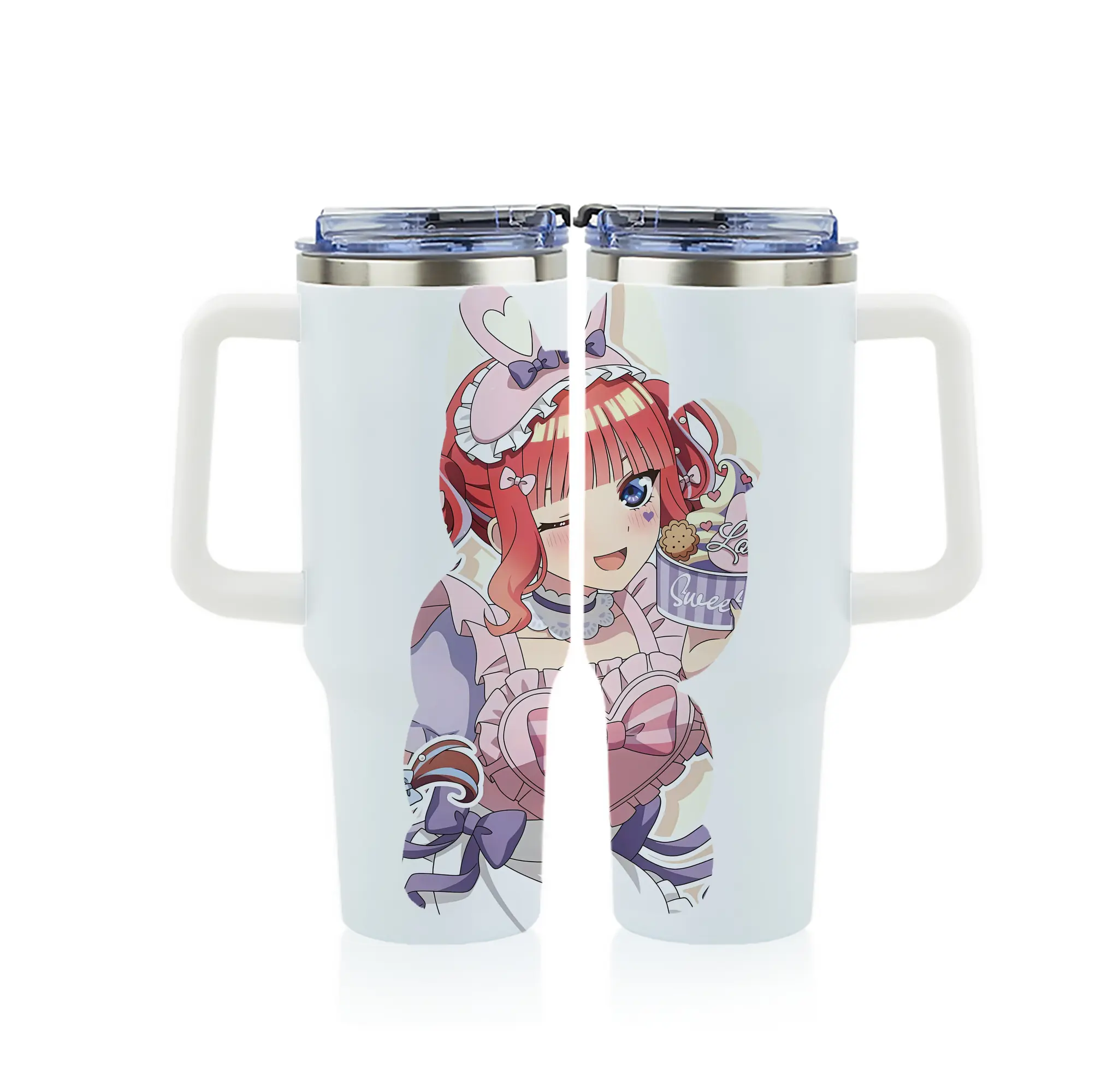 五等分の花嫁 グッズ 中野 二乃 - 1200mL フルプリント車用タンブラー ・ 304ステンレス 内側 ・ 201ステンレス 外側 ・ 保温 保冷 ・ 通勤 ドライブ アウトドア用
