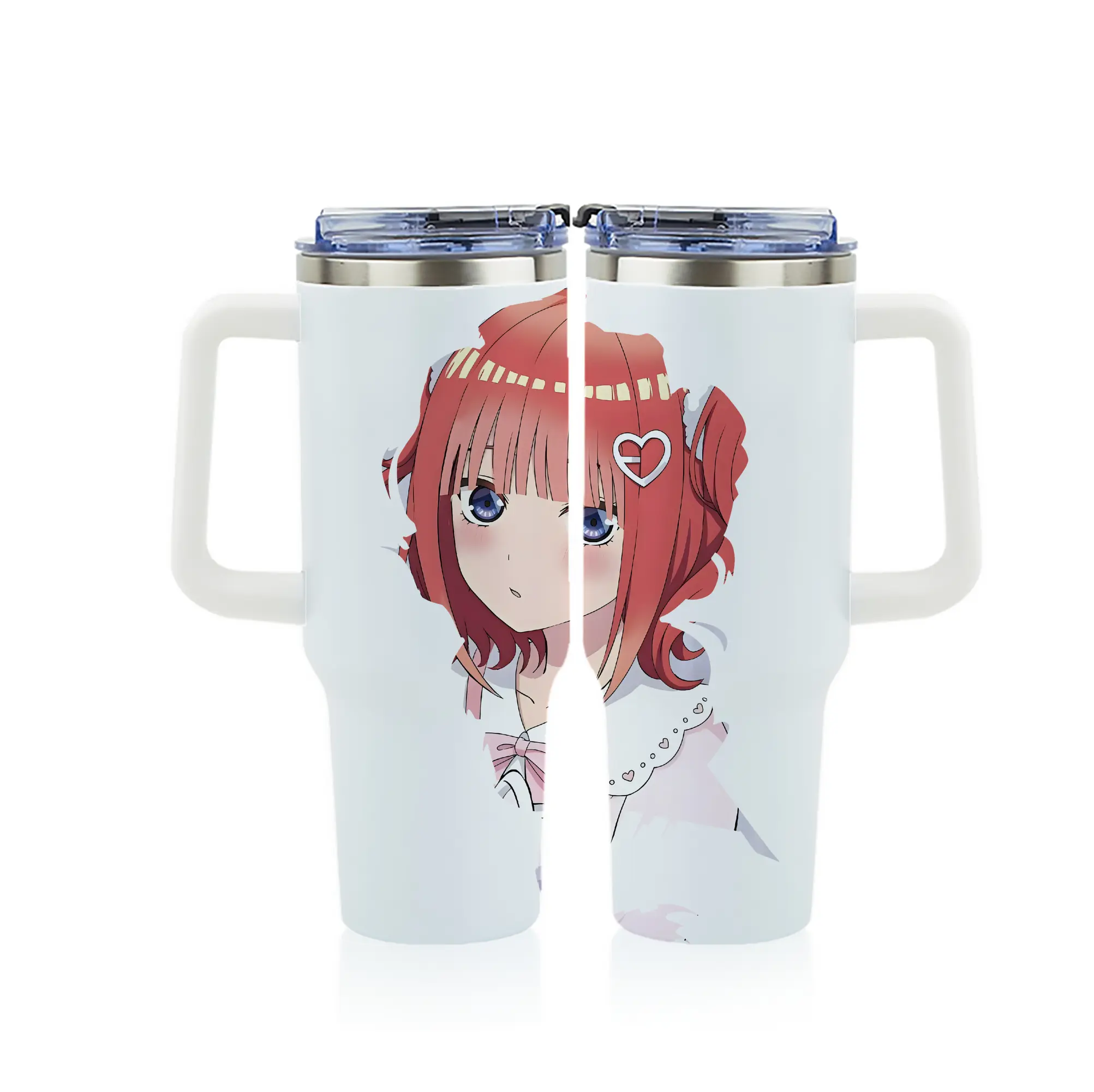五等分の花嫁 グッズ 中野 二乃 - 1200mL フルプリント車用タンブラー ・ 304ステンレス 内側 ・ 201ステンレス 外側 ・ 保温 保冷 ・ 通勤 ドライブ アウトドア用