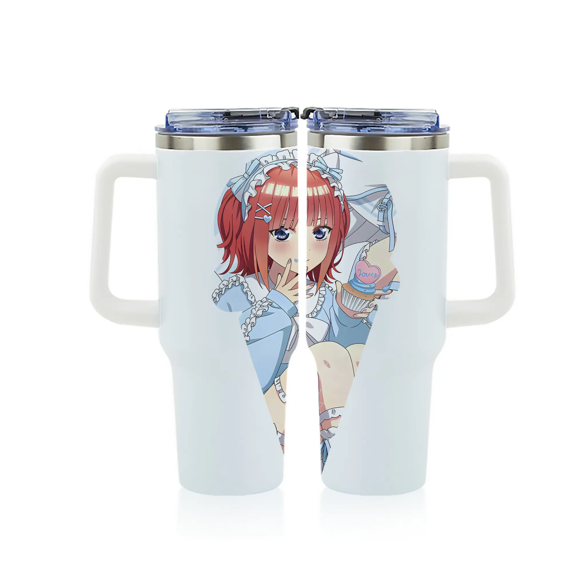 五等分の花嫁 グッズ 中野 二乃 - 1200mL フルプリント車用タンブラー ・ 304ステンレス 内側 ・ 201ステンレス 外側 ・ 保温 保冷 ・ 通勤 ドライブ アウトドア用