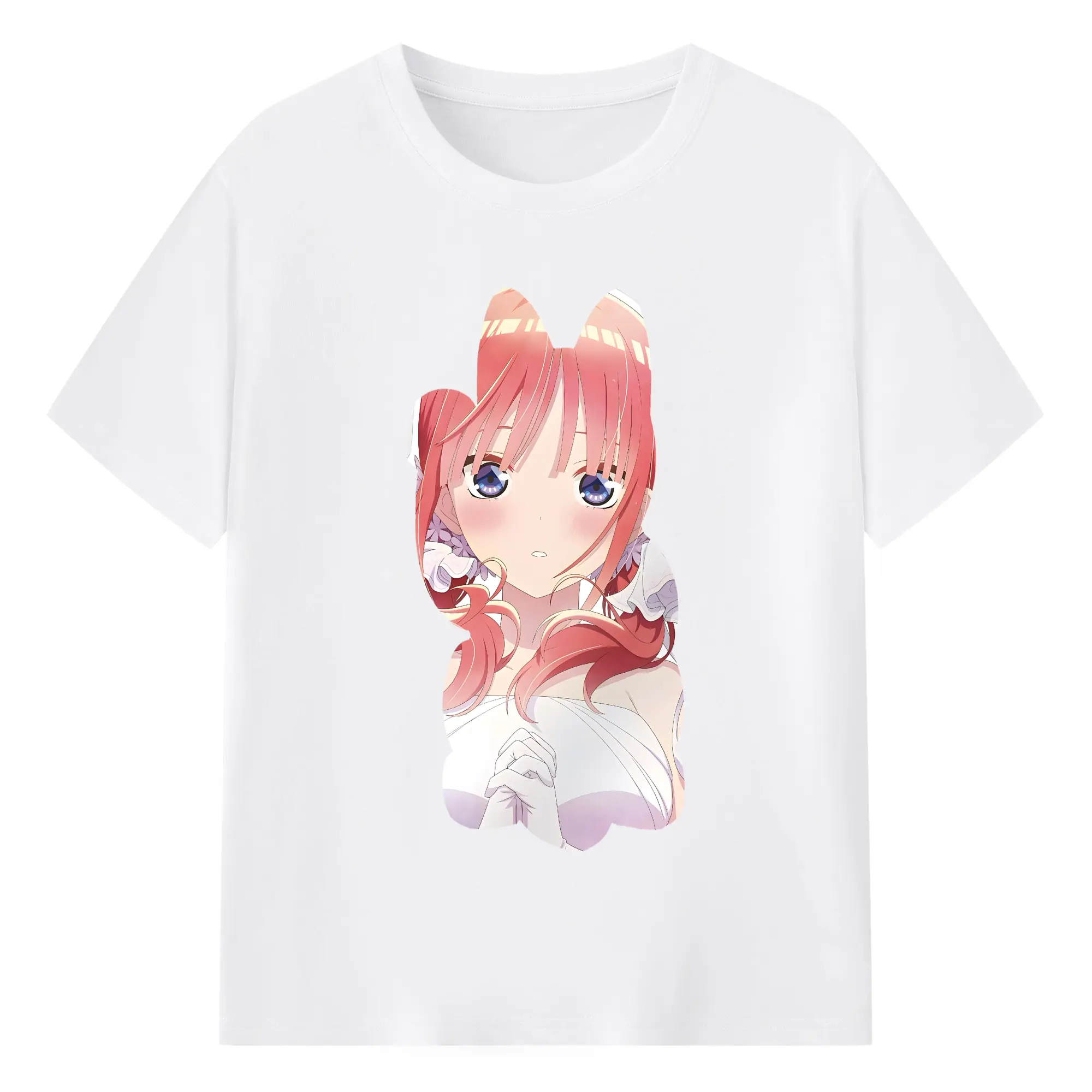 五等分の花嫁 グッズ 中野 二乃 - 綿100％ 半袖Tシャツ ・ フロントプリント ・ 快適 通気性 ・ 日常使い 散歩 スポーツ用