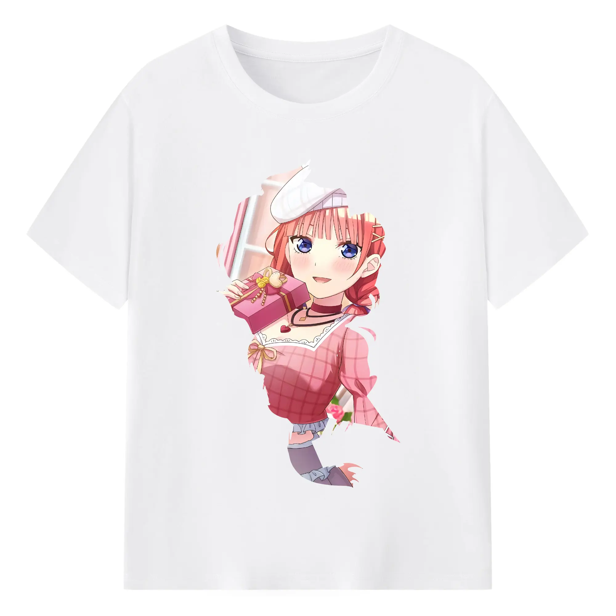 五等分の花嫁 グッズ 中野 二乃 - 綿100％ 半袖Tシャツ ・ フロントプリント ・ 快適 通気性 ・ 日常使い 散歩 スポーツ用