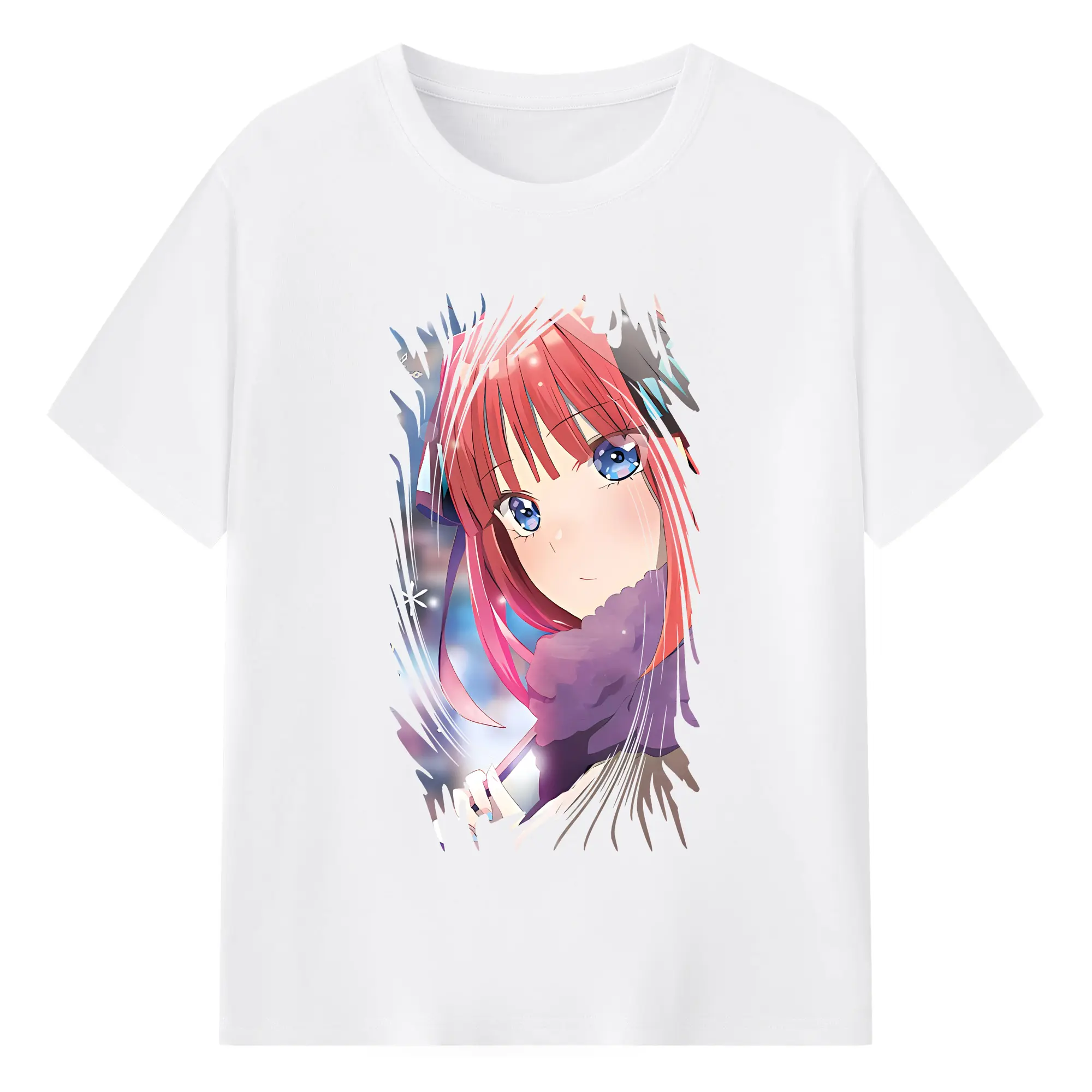 五等分の花嫁 グッズ 中野 二乃 - 綿100％ 半袖Tシャツ ・ フロントプリント ・ 快適 通気性 ・ 日常使い 散歩 スポーツ用
