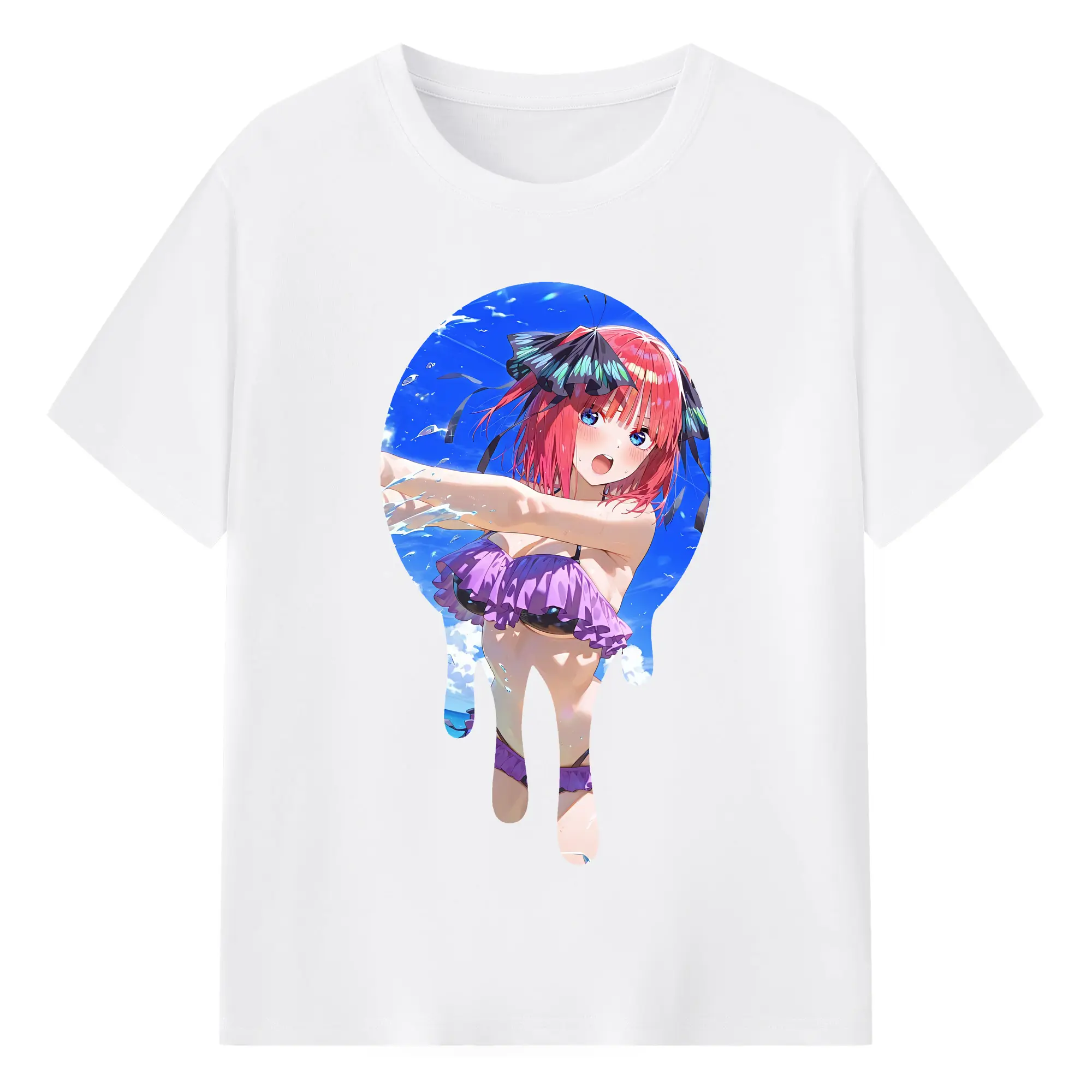 五等分の花嫁 グッズ 中野 二乃 - 綿100％ 半袖Tシャツ ・ フロントプリント ・ 快適 通気性 ・ 日常使い 散歩 スポーツ用