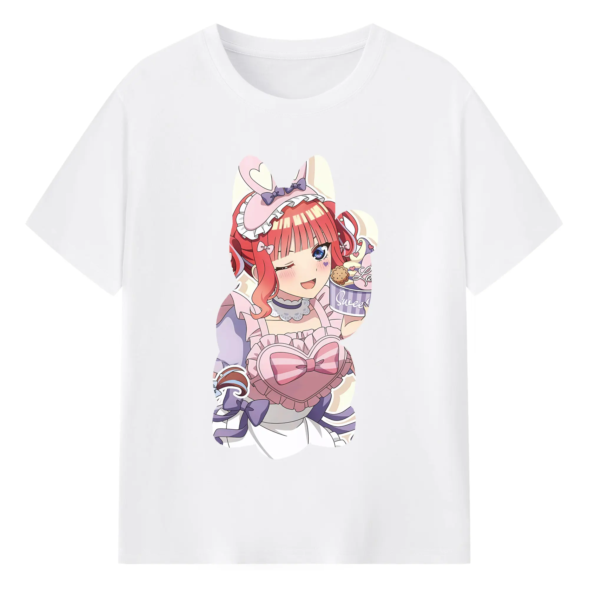 五等分の花嫁 グッズ 中野 二乃 - 綿100％ 半袖Tシャツ ・ フロントプリント ・ 快適 通気性 ・ 日常使い 散歩 スポーツ用