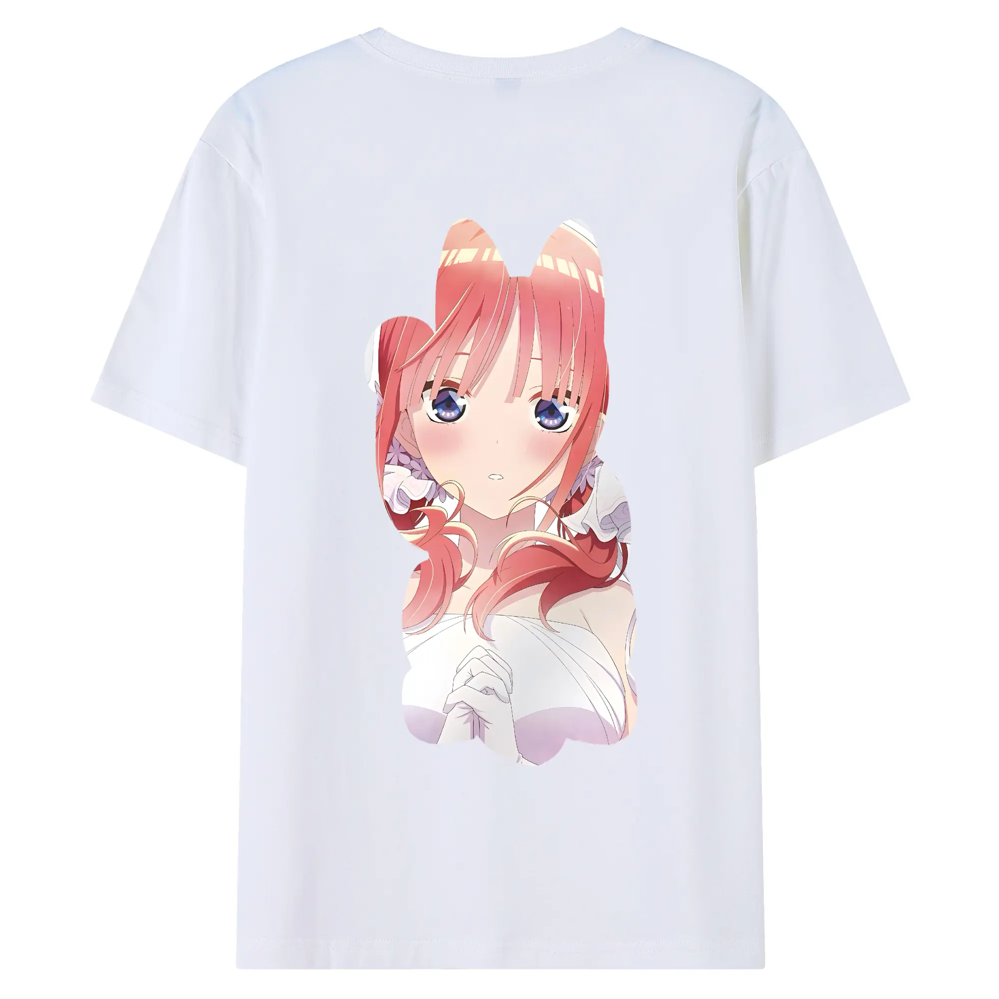 五等分の花嫁 グッズ 中野 二乃 - 綿100％ 半袖Tシャツ ・ バックプリント ・ 快適 通気性 ・ 日常使い 散歩 スポーツ用