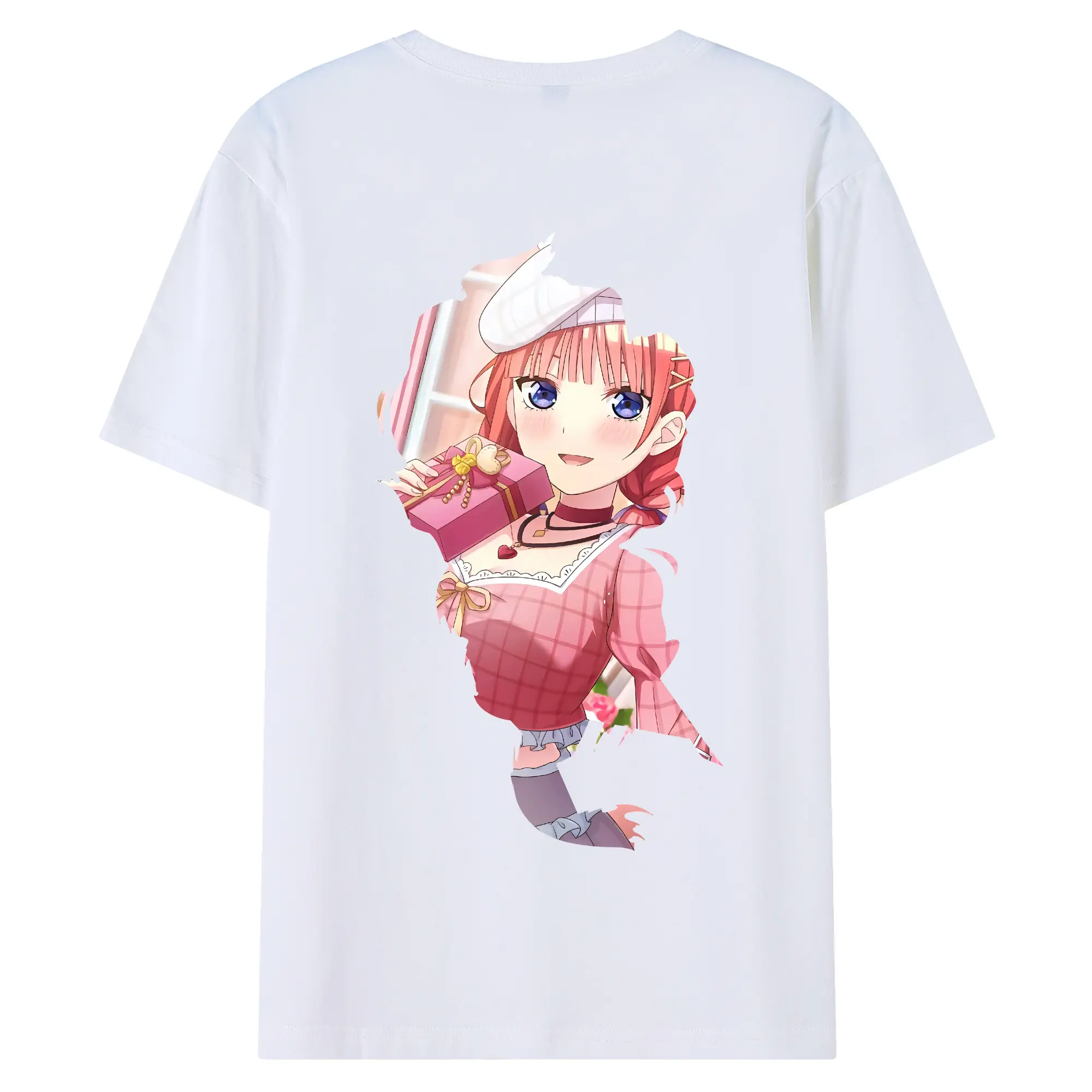 五等分の花嫁 グッズ 中野 二乃 - 綿100％ 半袖Tシャツ ・ バックプリント ・ 快適 通気性 ・ 日常使い 散歩 スポーツ用