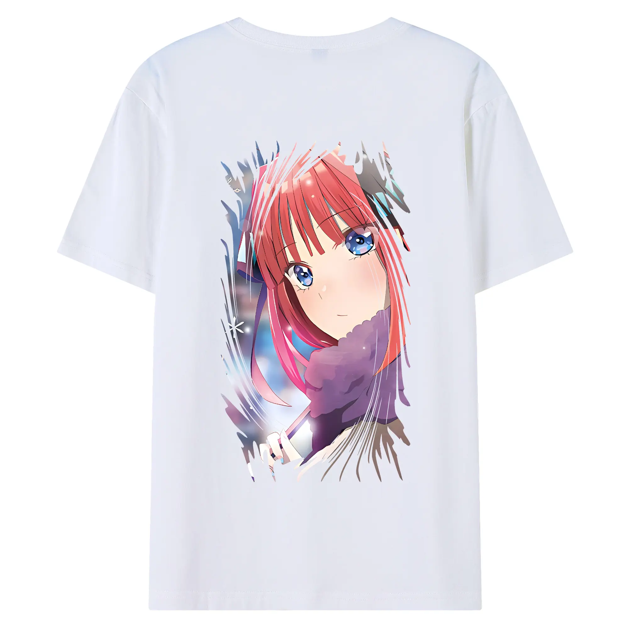 五等分の花嫁 グッズ 中野 二乃 - 綿100％ 半袖Tシャツ ・ バックプリント ・ 快適 通気性 ・ 日常使い 散歩 スポーツ用
