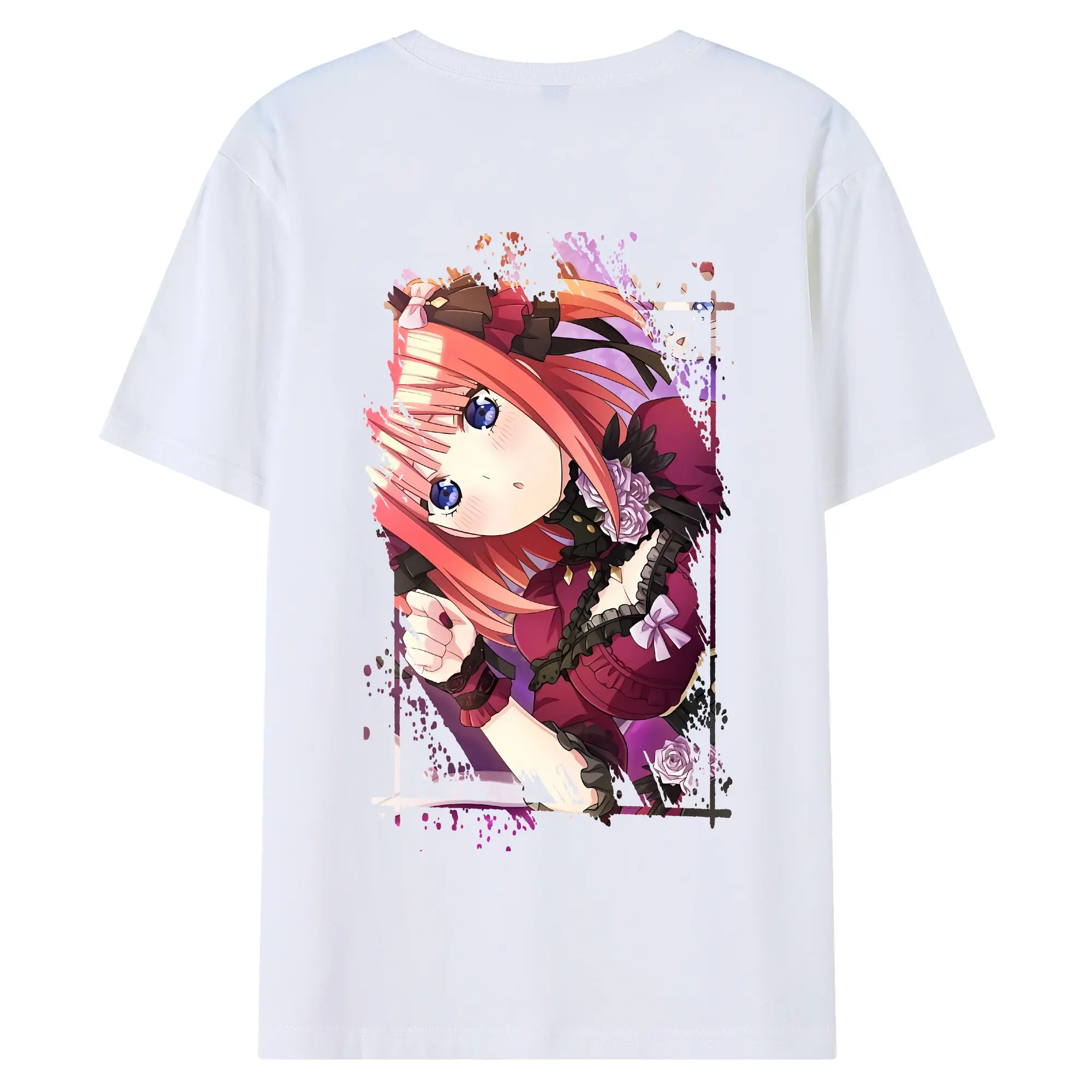 五等分の花嫁 グッズ 中野 二乃 - 綿100％ 半袖Tシャツ ・ バックプリント ・ 快適 通気性 ・ 日常使い 散歩 スポーツ用