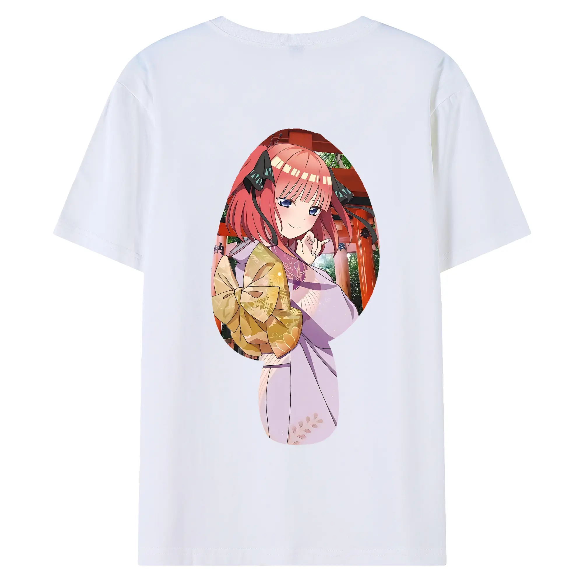 五等分の花嫁 グッズ 中野 二乃 - 綿100％ 半袖Tシャツ ・ バックプリント ・ 快適 通気性 ・ 日常使い 散歩 スポーツ用