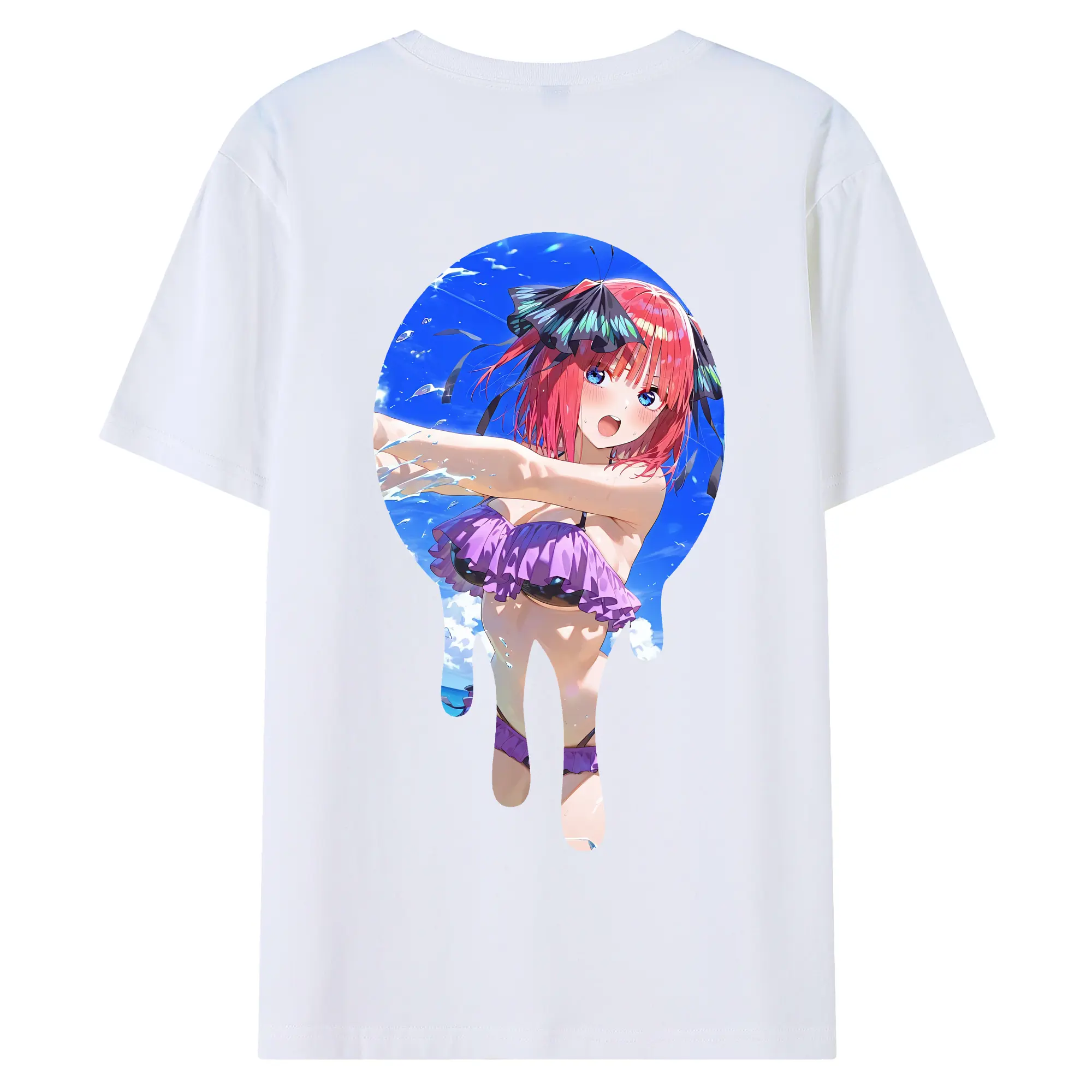 五等分の花嫁 グッズ 中野 二乃 - 綿100％ 半袖Tシャツ ・ バックプリント ・ 快適 通気性 ・ 日常使い 散歩 スポーツ用