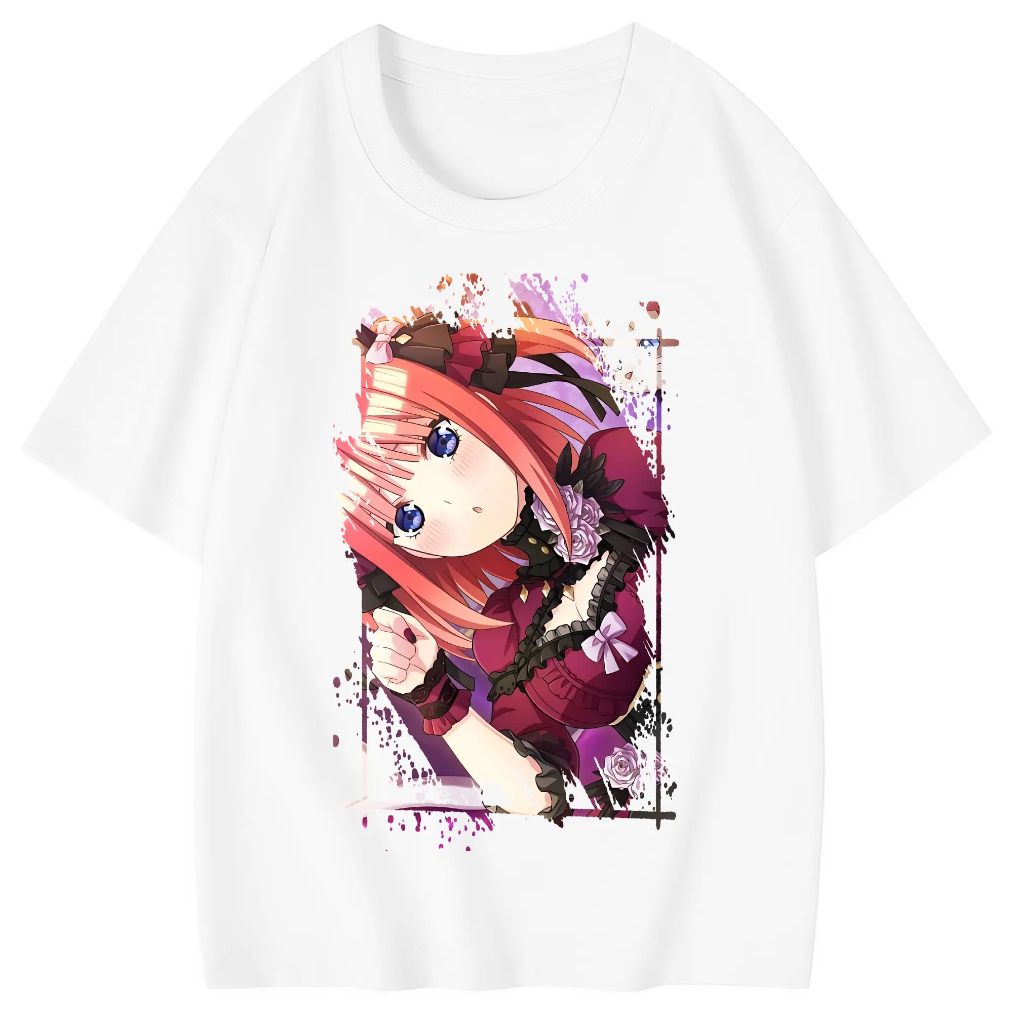 五等分の花嫁 グッズ 中野 二乃 - 綿100％ キッズTシャツ ・ フロントプリント ・ 快適 通気性 ・ スポーツ カジュアル 散歩用