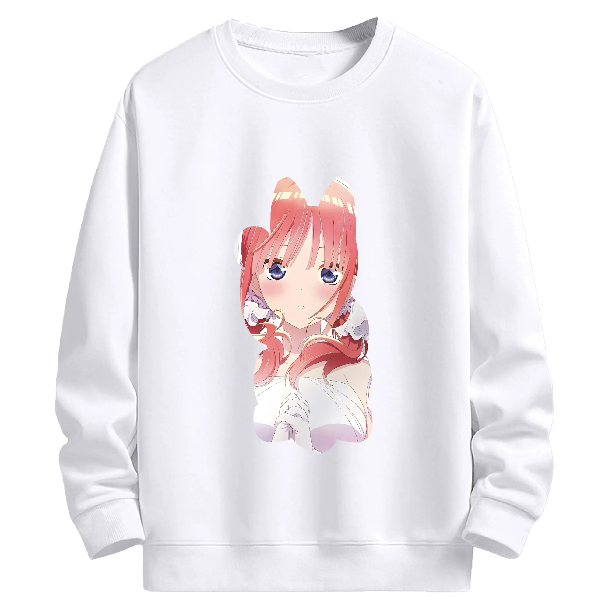 五等分の花嫁 グッズ 中野 二乃 - 高品質 クルーネック スウェット ・ コットン59％ ポリエステル41％ ・ ユニセックス 長袖 トレーナー ・ カジュアル デイリー スポーツ 散歩用