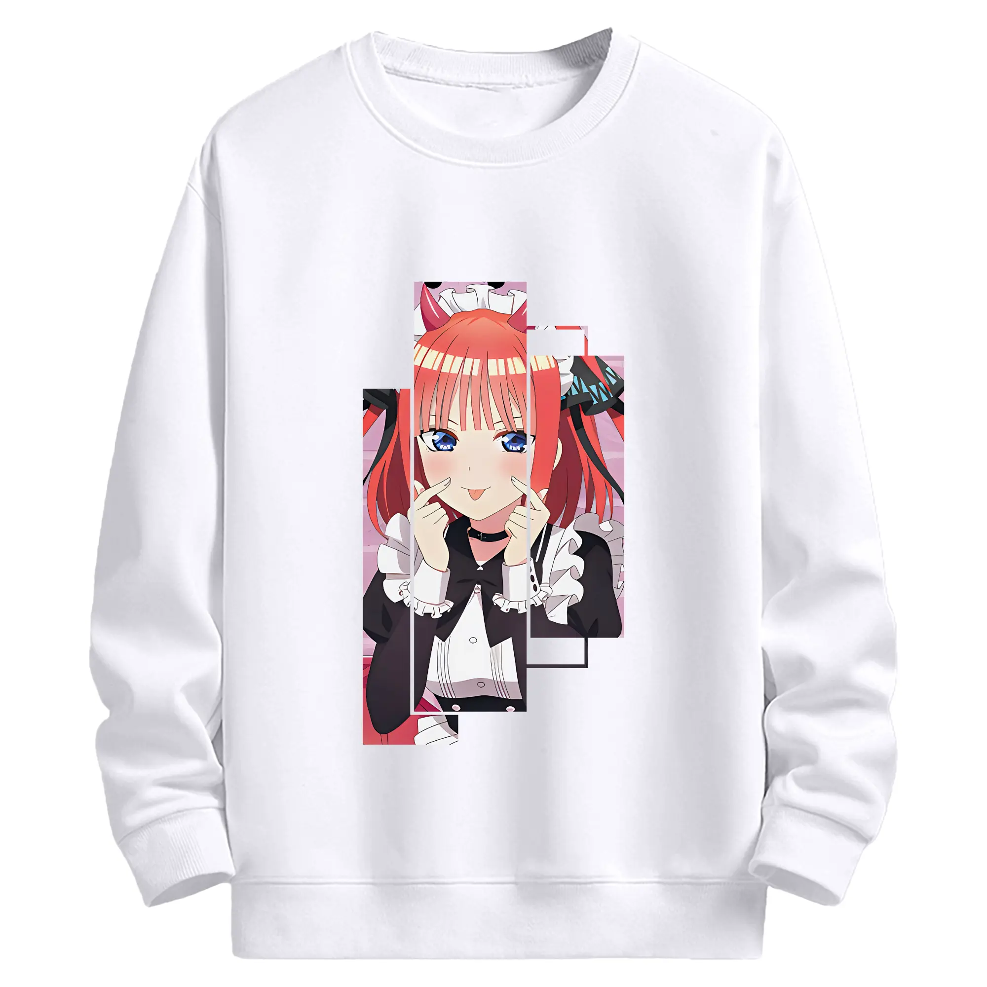 五等分の花嫁 グッズ 中野 二乃 - 高品質 クルーネック スウェット ・ コットン59％ ポリエステル41％ ・ ユニセックス 長袖 トレーナー ・ カジュアル デイリー スポーツ 散歩用