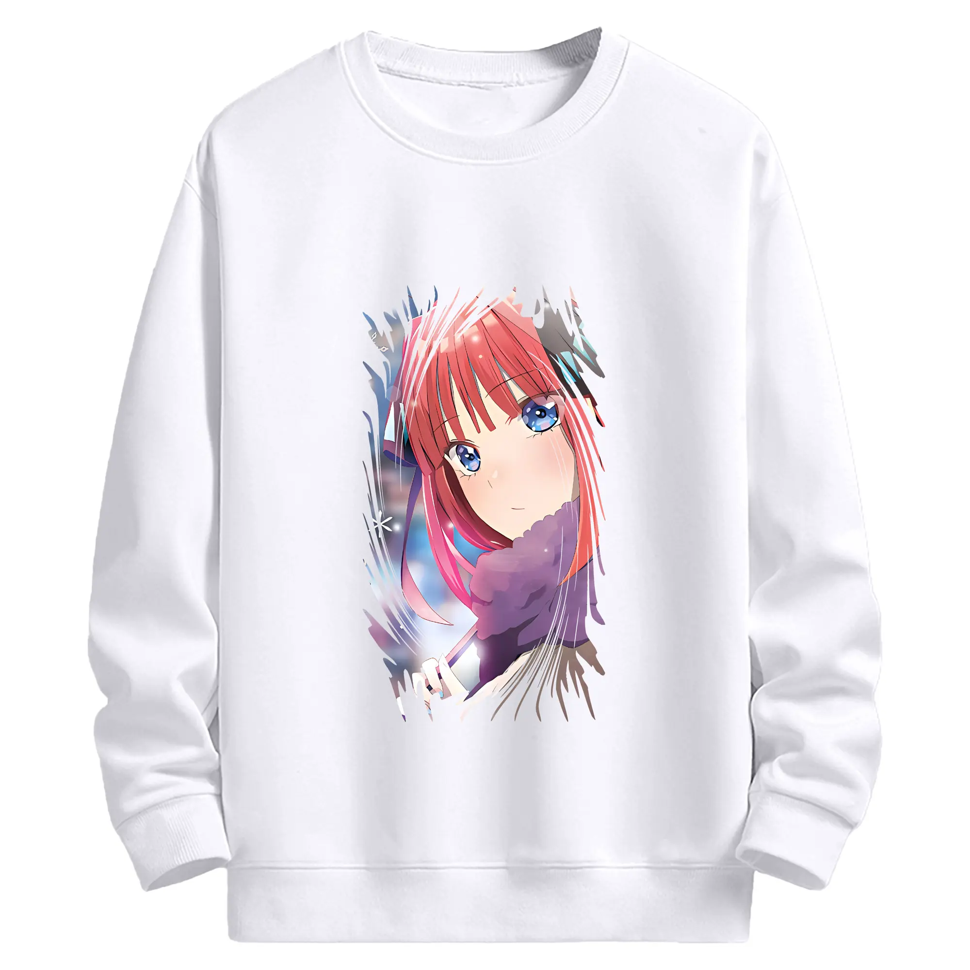 五等分の花嫁 グッズ 中野 二乃 - 高品質 クルーネック スウェット ・ コットン59％ ポリエステル41％ ・ ユニセックス 長袖 トレーナー ・ カジュアル デイリー スポーツ 散歩用