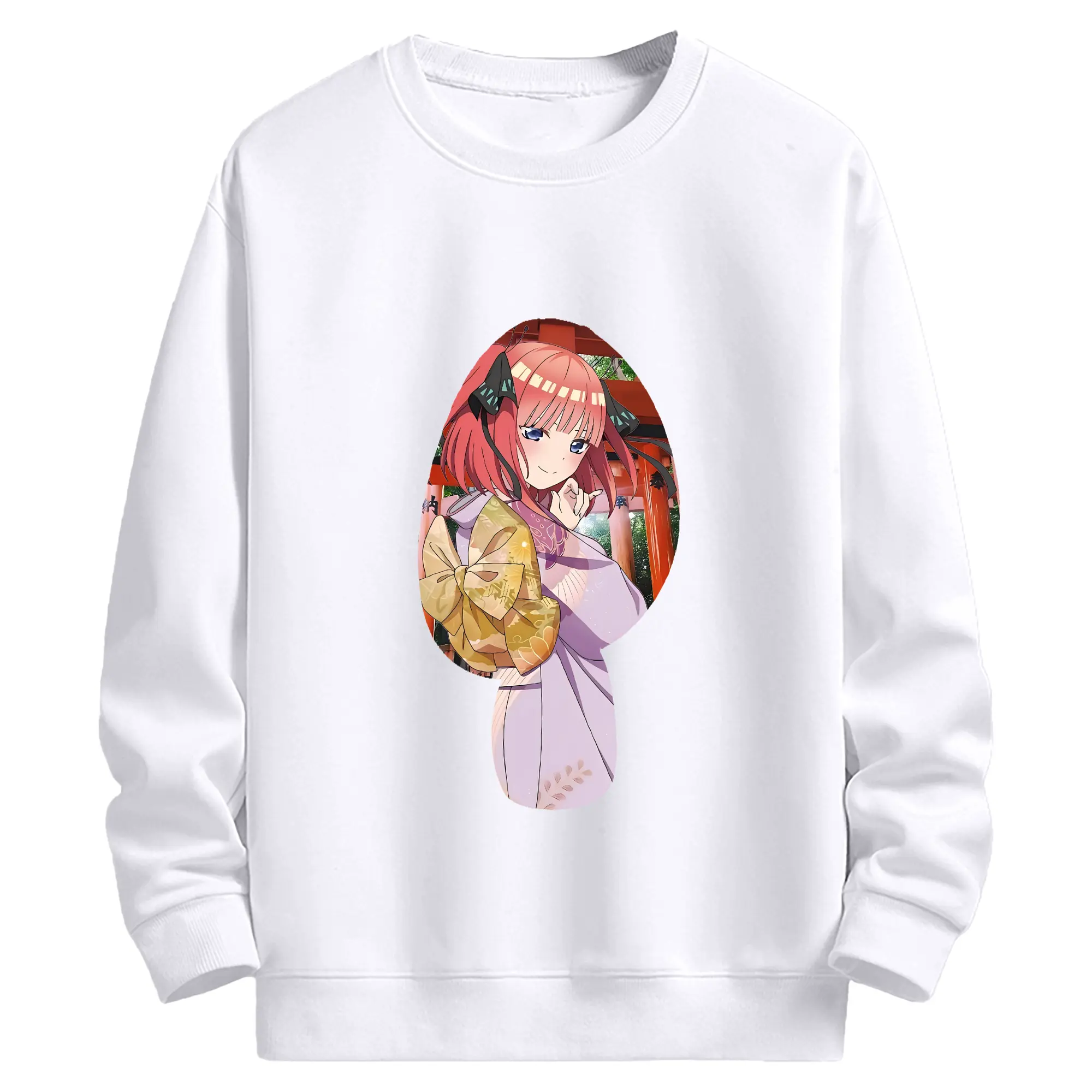 五等分の花嫁 グッズ 中野 二乃 - 高品質 クルーネック スウェット ・ コットン59％ ポリエステル41％ ・ ユニセックス 長袖 トレーナー ・ カジュアル デイリー スポーツ 散歩用