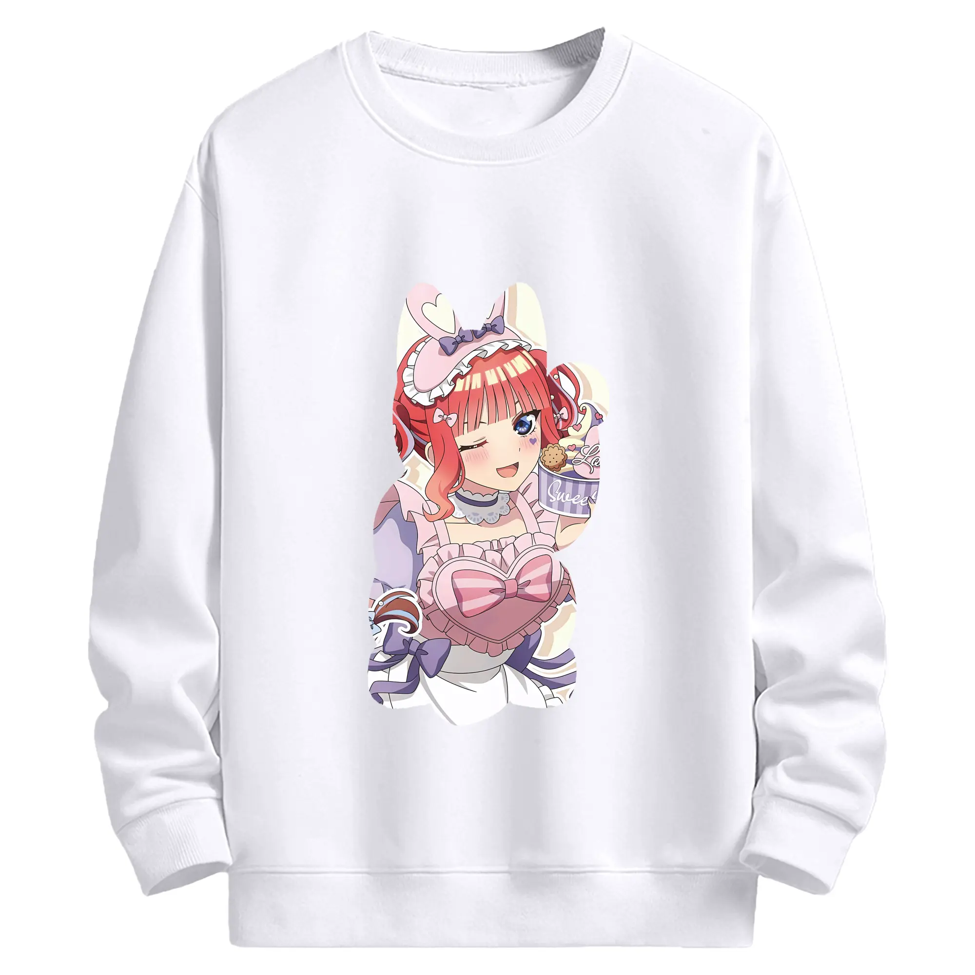 五等分の花嫁 グッズ 中野 二乃 - 高品質 クルーネック スウェット ・ コットン59％ ポリエステル41％ ・ ユニセックス 長袖 トレーナー ・ カジュアル デイリー スポーツ 散歩用