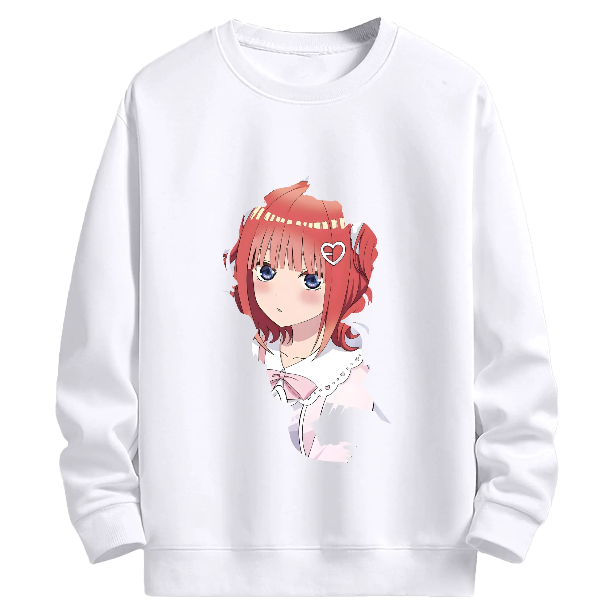 五等分の花嫁 グッズ 中野 二乃 - 高品質 クルーネック スウェット ・ コットン59％ ポリエステル41％ ・ ユニセックス 長袖 トレーナー ・ カジュアル デイリー スポーツ 散歩用