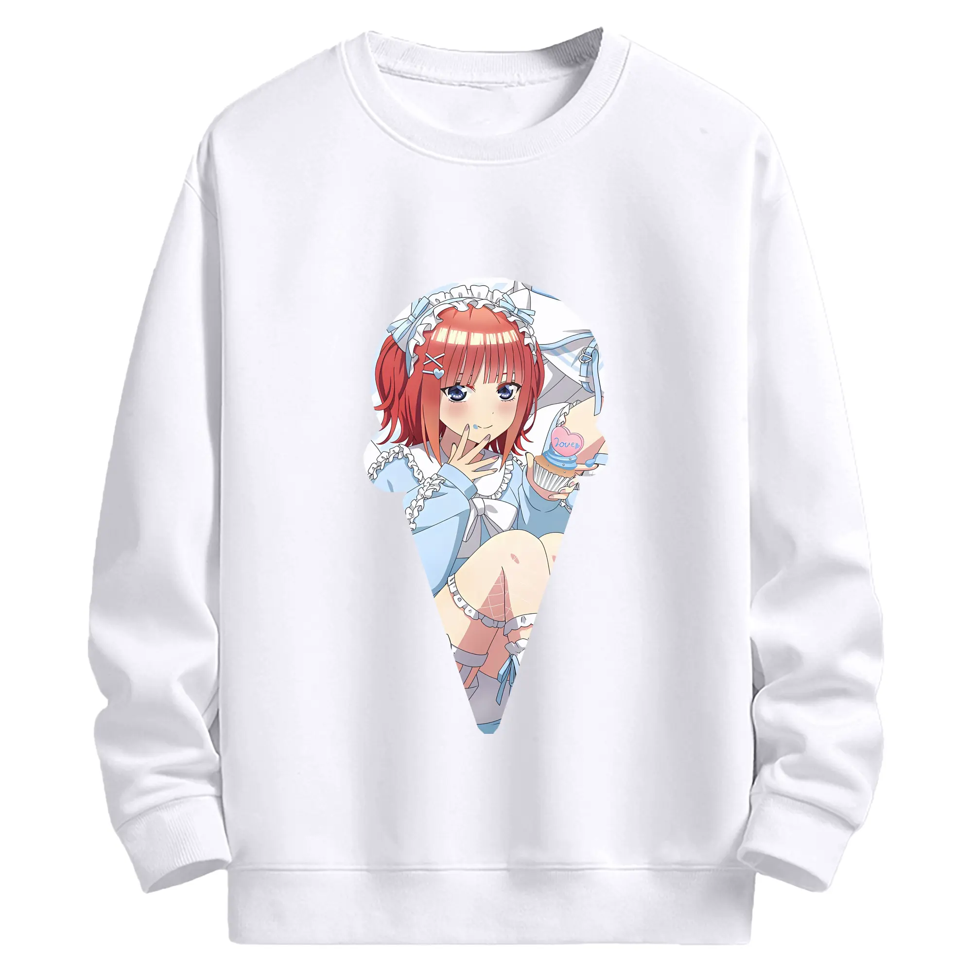 五等分の花嫁 グッズ 中野 二乃 - 高品質 クルーネック スウェット ・ コットン59％ ポリエステル41％ ・ ユニセックス 長袖 トレーナー ・ カジュアル デイリー スポーツ 散歩用