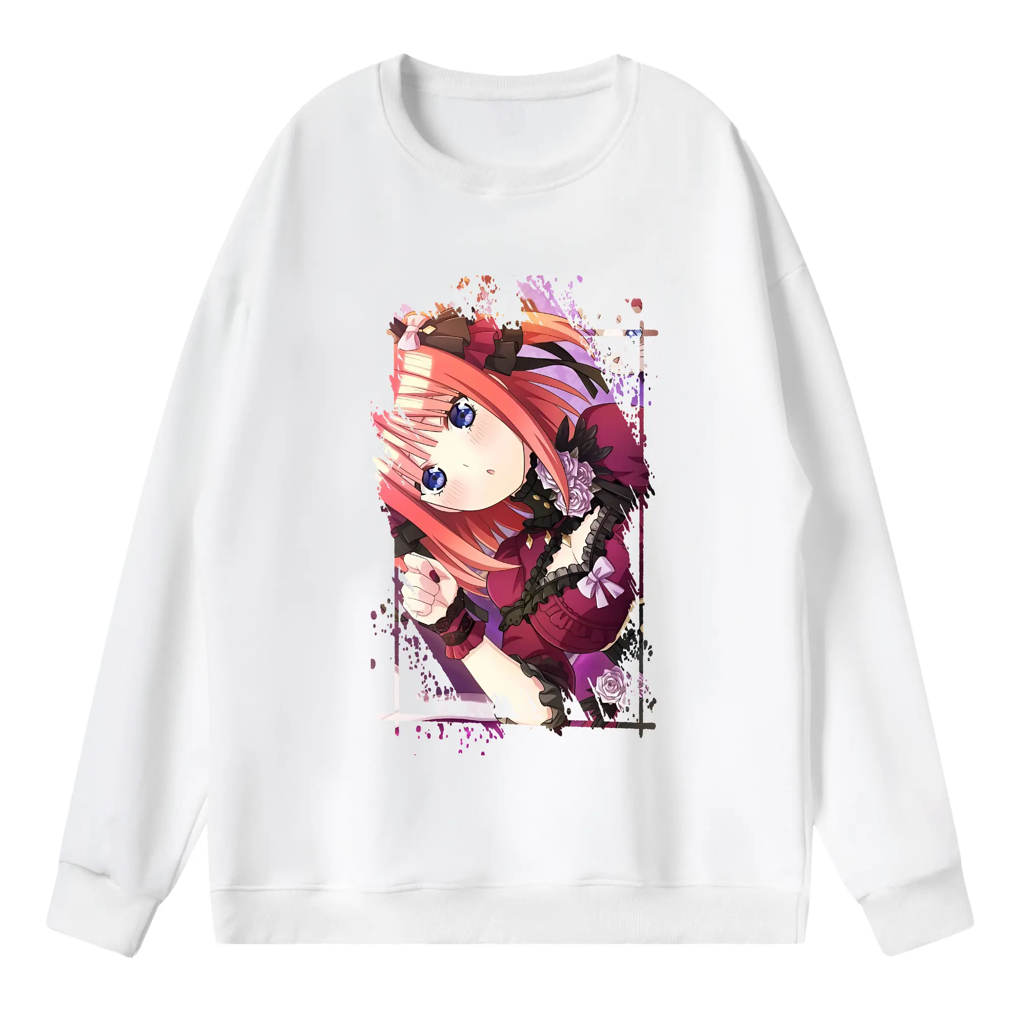 五等分の花嫁 グッズ 中野 二乃 - 薄手 クルーネック スウェット 裏毛260g · ポリエステル 春秋向け カジュアル 男女兼用 · トレーナー デイリー スポーツ 散歩に最適