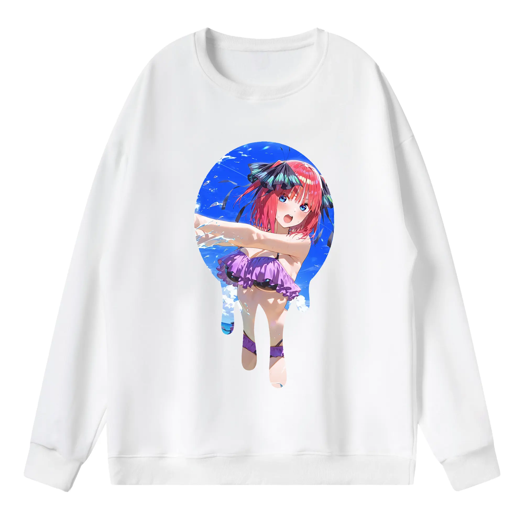 五等分の花嫁 グッズ 中野 二乃 - 薄手 クルーネック スウェット 裏毛260g · ポリエステル 春秋向け カジュアル 男女兼用 · トレーナー デイリー スポーツ 散歩に最適