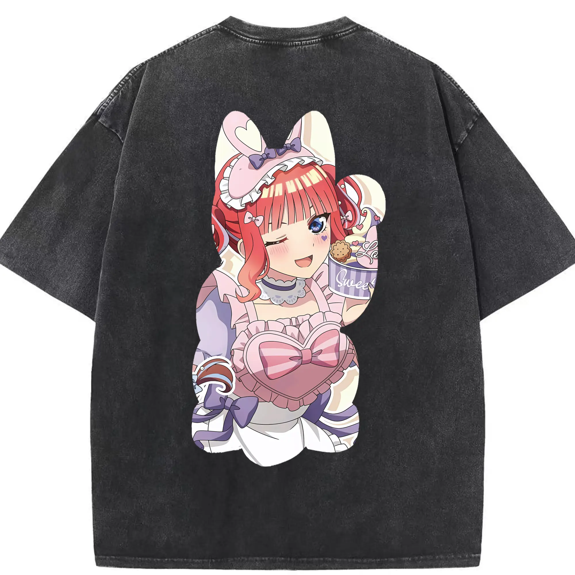 五等分の花嫁 グッズ 中野 二乃 - 綿100％ ヴィンテージ風 半袖Tシャツ ・ 背面プリント ・ 柔らか肌触り ・ 通気性 快適 ・ スポーツ カジュアル 外出用