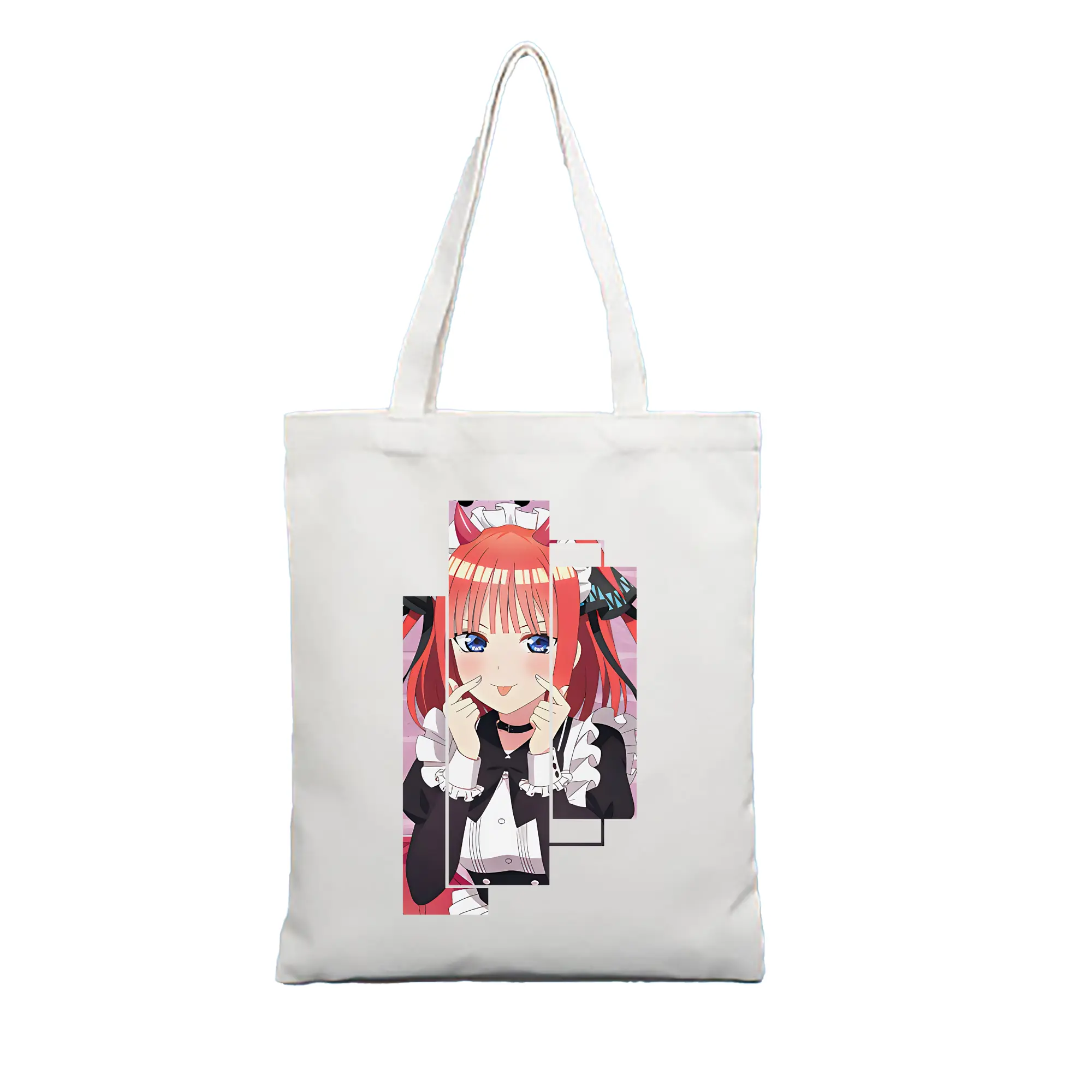 五等分の花嫁 グッズ 中野 二乃 - 縦型キャンバス手提げバッグ（トートバッグ） ・ キャンバス素材 ・ ショッピング用 ・ 軽量 丈夫 お手入れ簡単