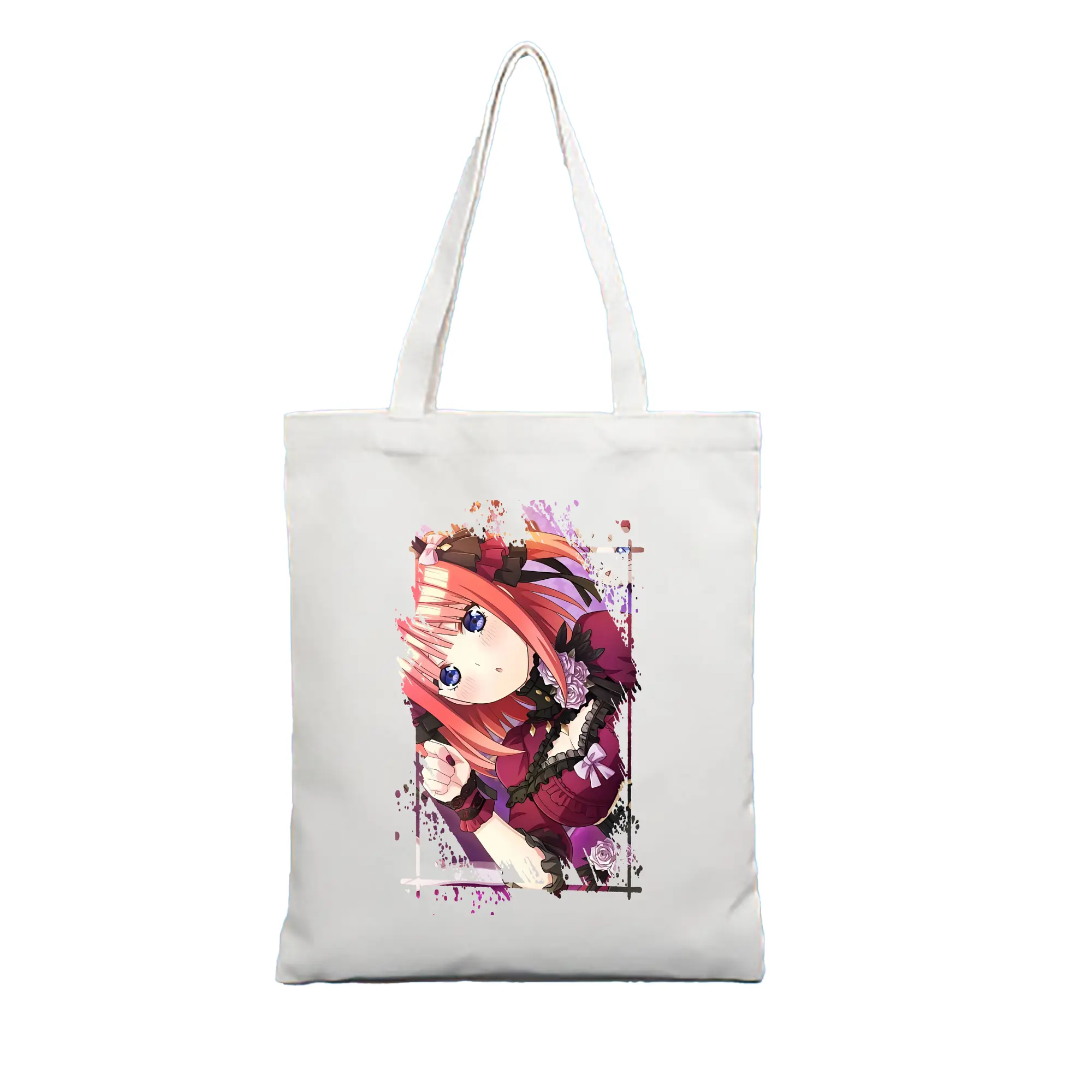 五等分の花嫁 グッズ 中野 二乃 - 縦型キャンバス手提げバッグ（トートバッグ） ・ キャンバス素材 ・ ショッピング用 ・ 軽量 丈夫 お手入れ簡単