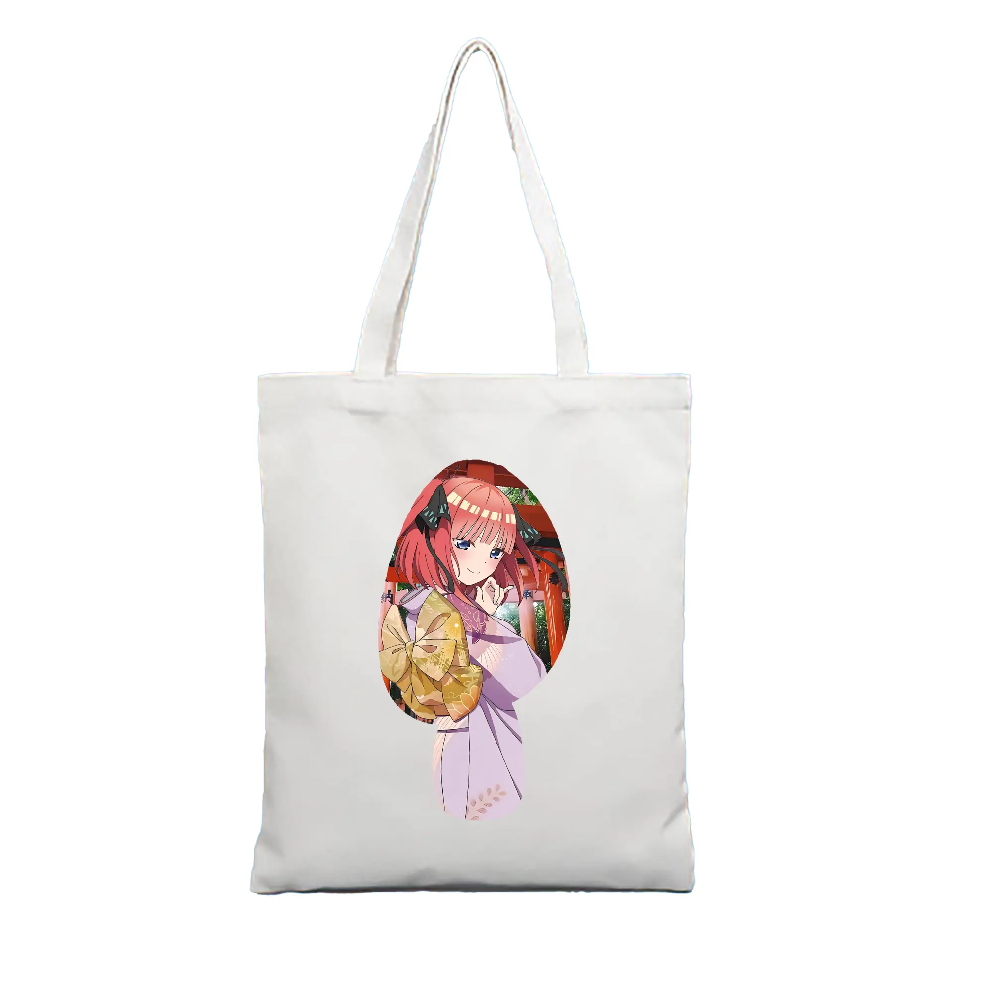 五等分の花嫁 グッズ 中野 二乃 - 縦型キャンバス手提げバッグ（トートバッグ） ・ キャンバス素材 ・ ショッピング用 ・ 軽量 丈夫 お手入れ簡単