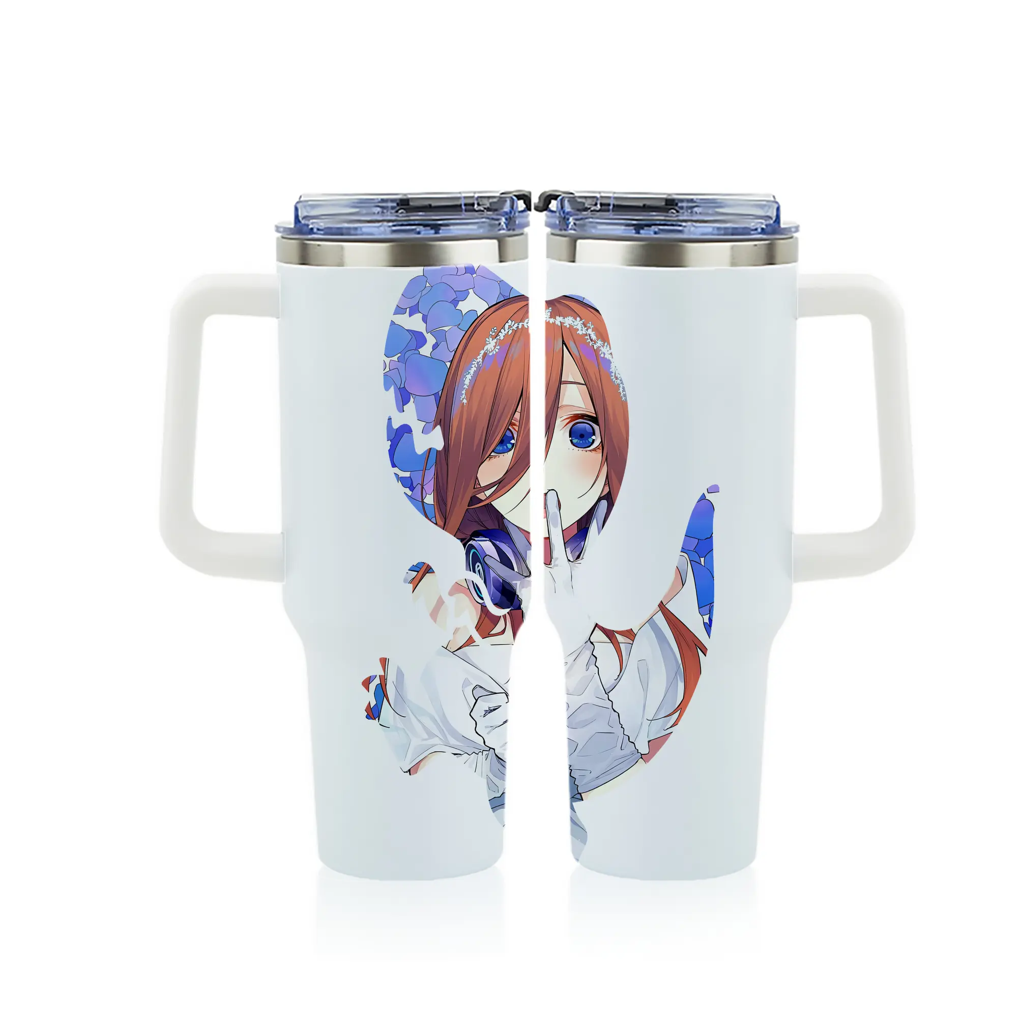 五等分の花嫁 グッズ 中野 三玖 - 1200mL フルプリント車用タンブラー ・ 304ステンレス 内側 ・ 201ステンレス 外側 ・ 保温 保冷 ・ 通勤 ドライブ アウトドア用