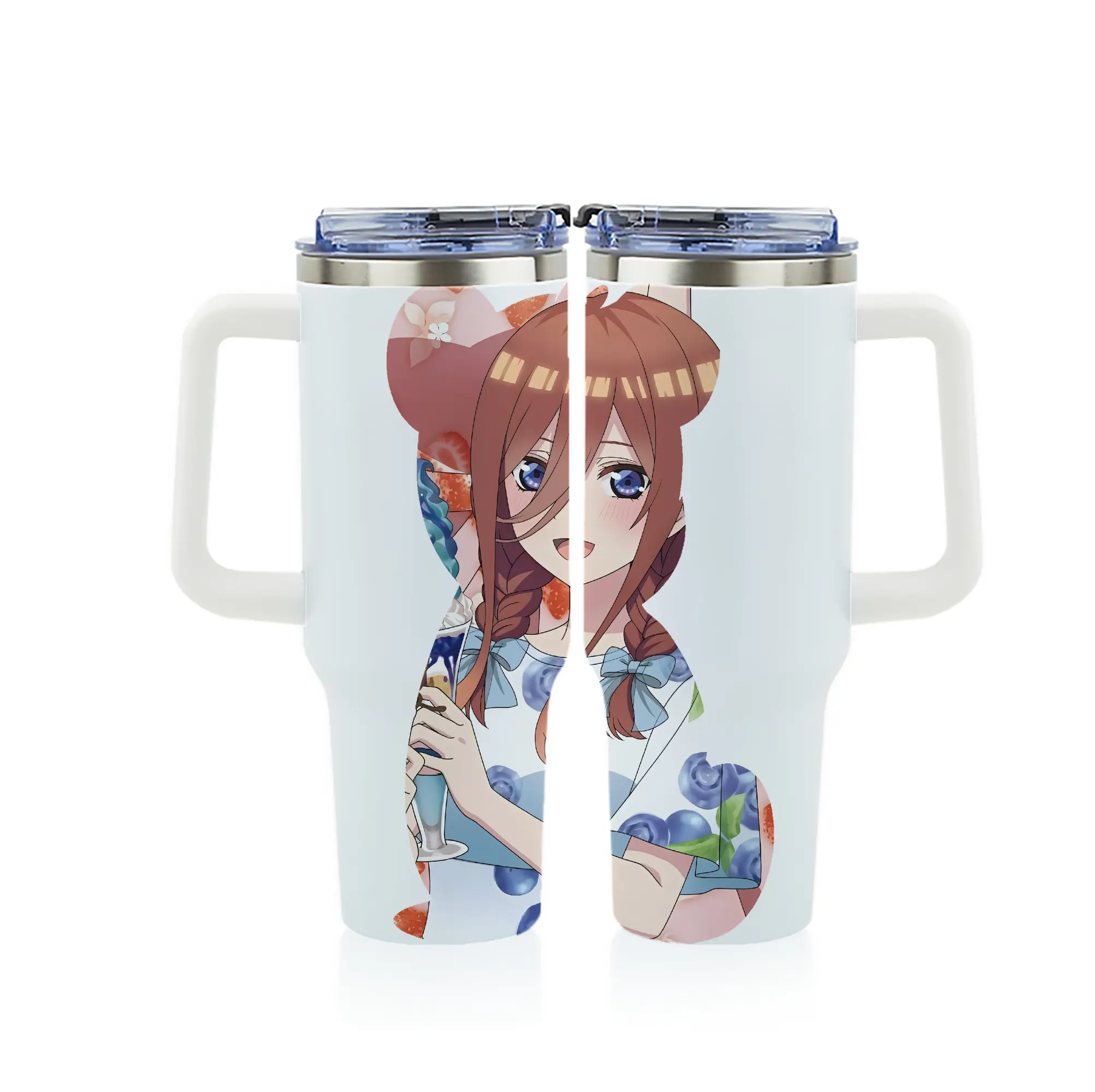 五等分の花嫁 グッズ 中野 三玖 - 1200mL フルプリント車用タンブラー ・ 304ステンレス 内側 ・ 201ステンレス 外側 ・ 保温 保冷 ・ 通勤 ドライブ アウトドア用