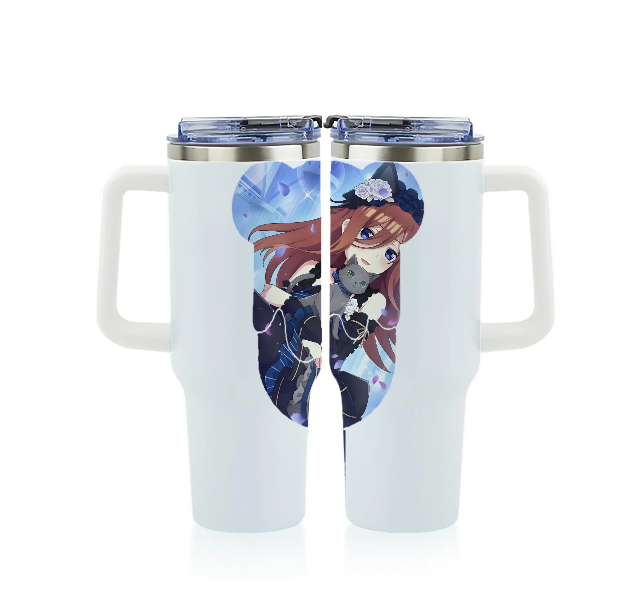 五等分の花嫁 グッズ 中野 三玖 - 1200mL フルプリント車用タンブラー ・ 304ステンレス 内側 ・ 201ステンレス 外側 ・ 保温 保冷 ・ 通勤 ドライブ アウトドア用