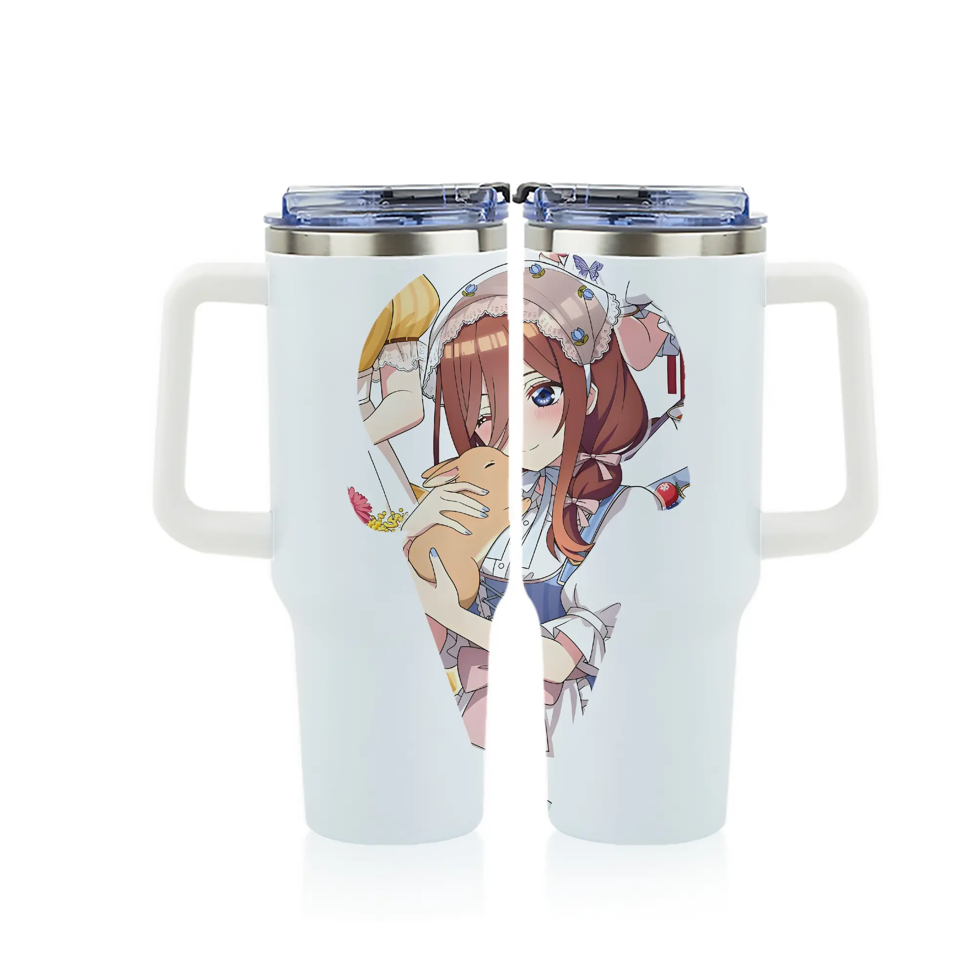 五等分の花嫁 グッズ 中野 三玖 - 1200mL フルプリント車用タンブラー ・ 304ステンレス 内側 ・ 201ステンレス 外側 ・ 保温 保冷 ・ 通勤 ドライブ アウトドア用