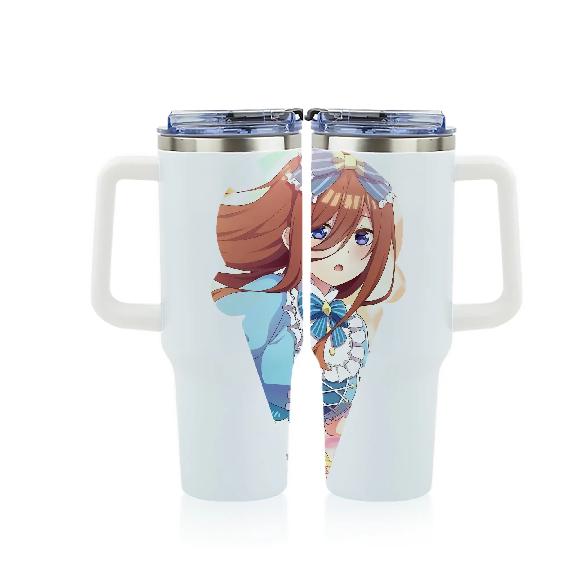 五等分の花嫁 グッズ 中野 三玖 - 1200mL フルプリント車用タンブラー ・ 304ステンレス 内側 ・ 201ステンレス 外側 ・ 保温 保冷 ・ 通勤 ドライブ アウトドア用