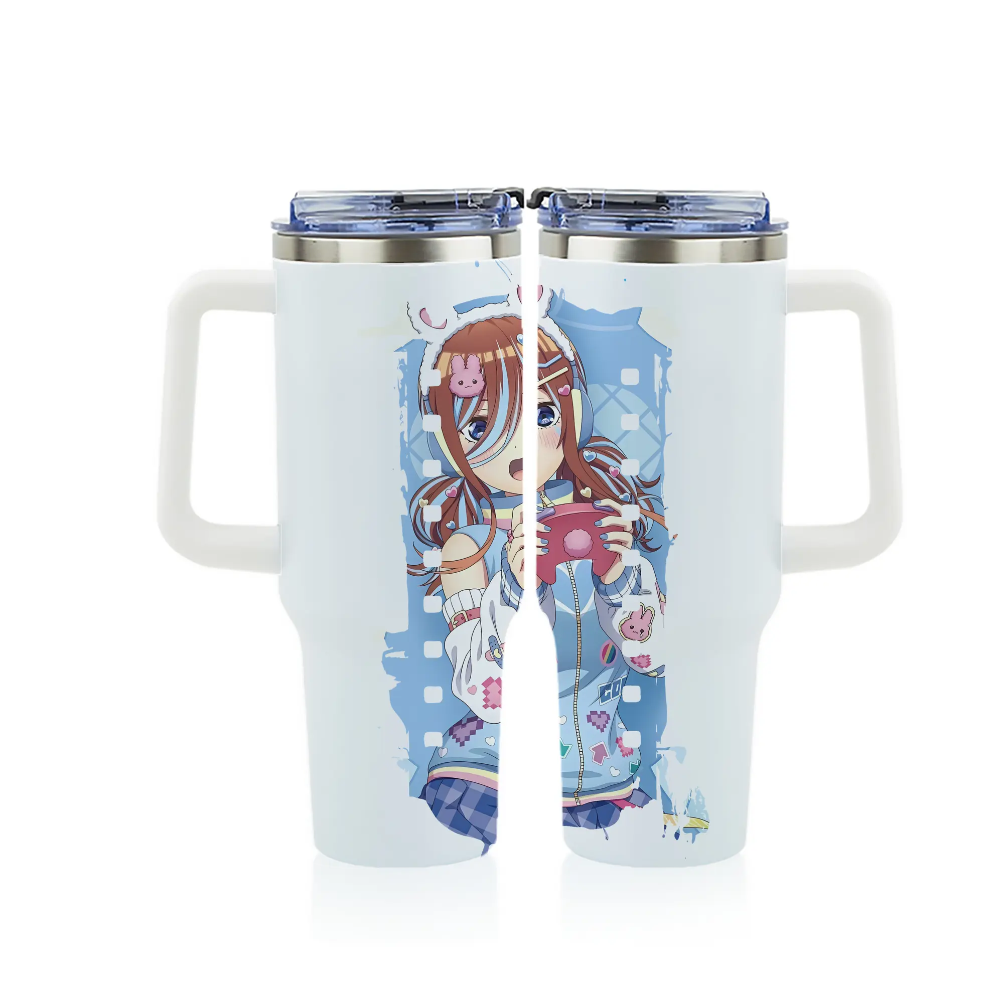 五等分の花嫁 グッズ 中野 三玖 - 1200mL フルプリント車用タンブラー ・ 304ステンレス 内側 ・ 201ステンレス 外側 ・ 保温 保冷 ・ 通勤 ドライブ アウトドア用