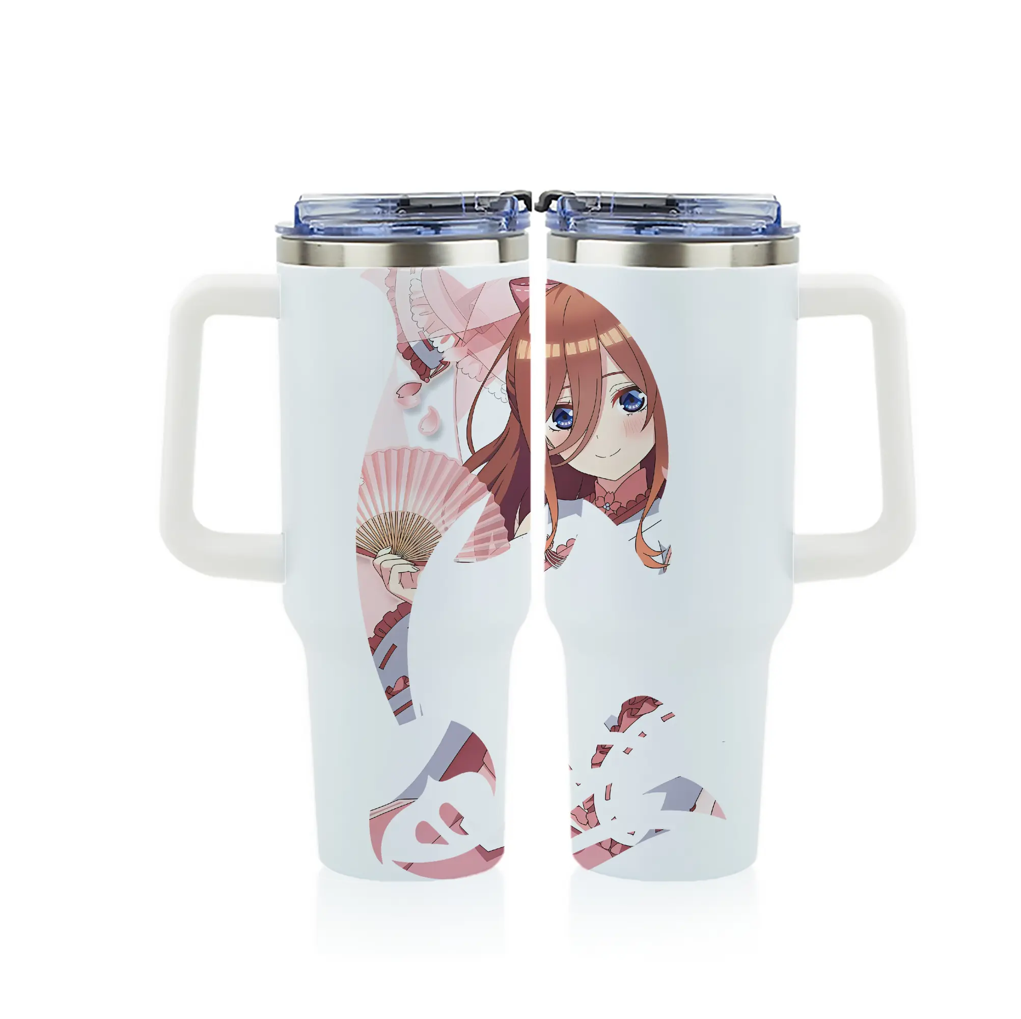五等分の花嫁 グッズ 中野 三玖 - 1200mL フルプリント車用タンブラー ・ 304ステンレス 内側 ・ 201ステンレス 外側 ・ 保温 保冷 ・ 通勤 ドライブ アウトドア用