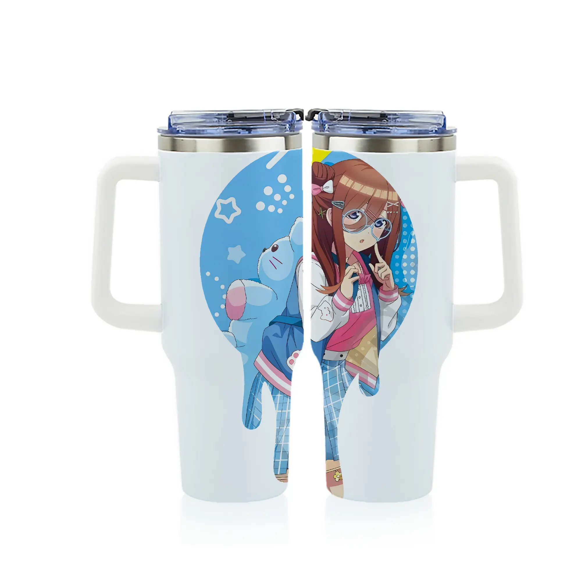 五等分の花嫁 グッズ 中野 三玖 - 1200mL フルプリント車用タンブラー ・ 304ステンレス 内側 ・ 201ステンレス 外側 ・ 保温 保冷 ・ 通勤 ドライブ アウトドア用