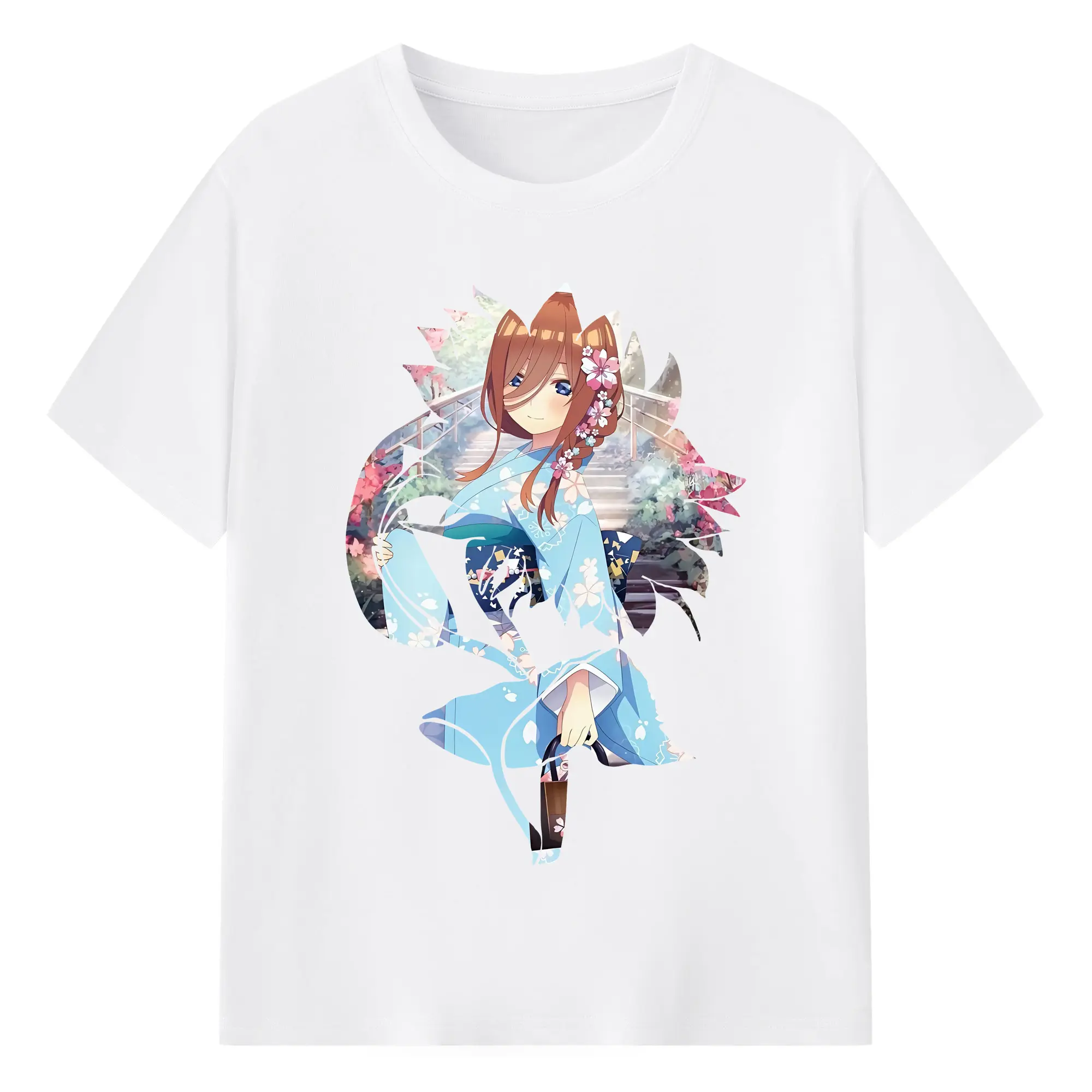 五等分の花嫁 グッズ 中野 三玖 - 綿100％ 半袖Tシャツ ・ フロントプリント ・ 快適 通気性 ・ 日常使い 散歩 スポーツ用