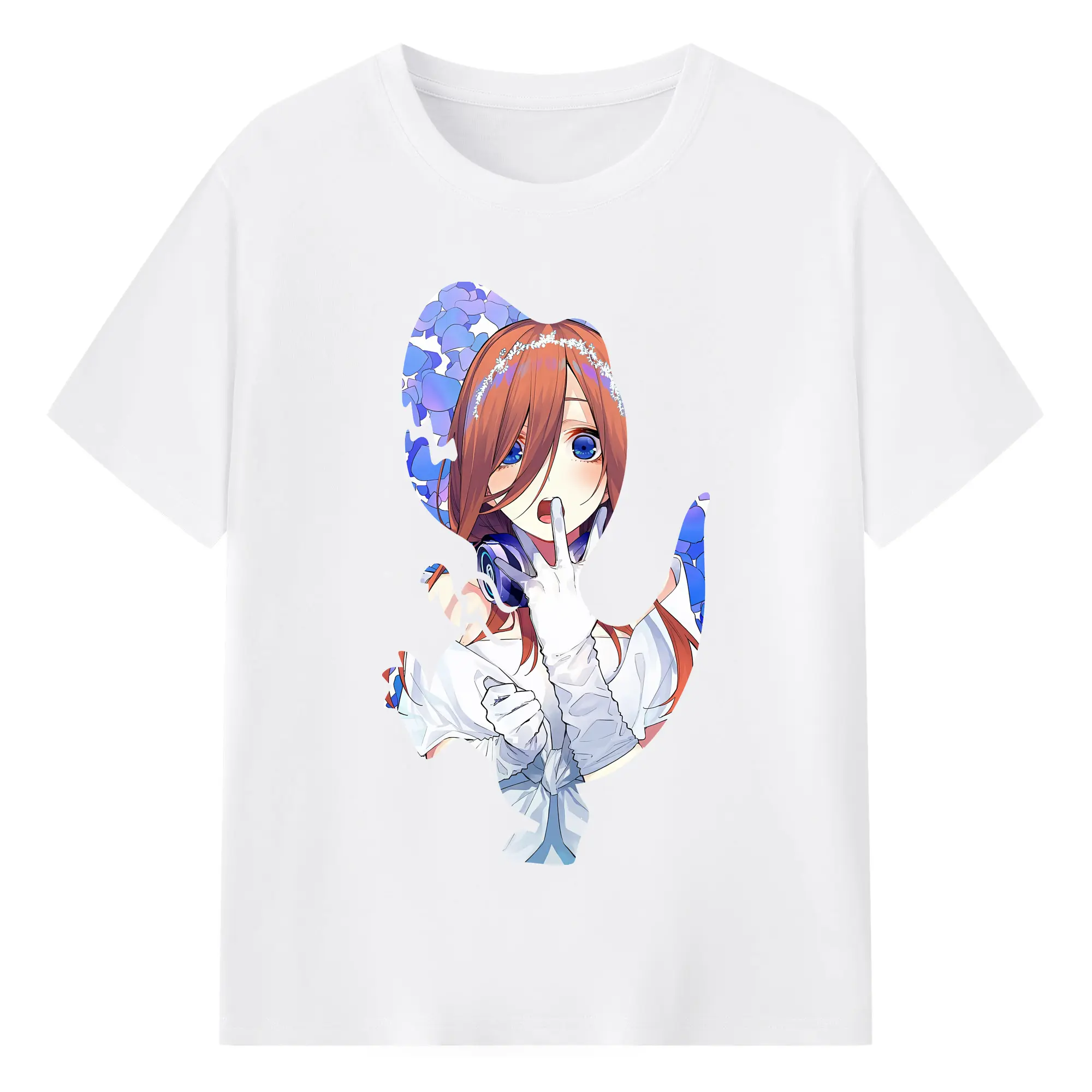 五等分の花嫁 グッズ 中野 三玖 - 綿100％ 半袖Tシャツ ・ フロントプリント ・ 快適 通気性 ・ 日常使い 散歩 スポーツ用