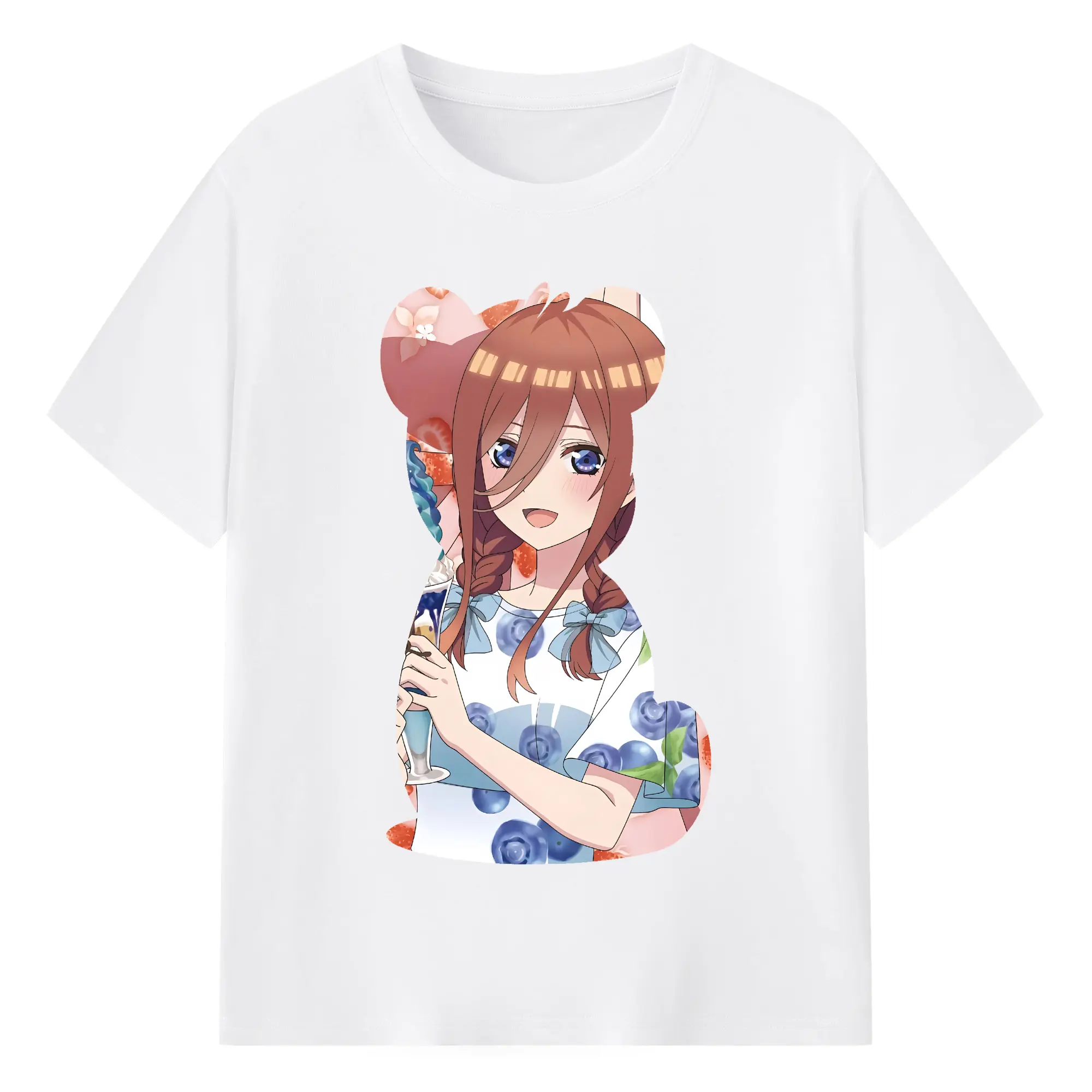 五等分の花嫁 グッズ 中野 三玖 - 綿100％ 半袖Tシャツ ・ フロントプリント ・ 快適 通気性 ・ 日常使い 散歩 スポーツ用