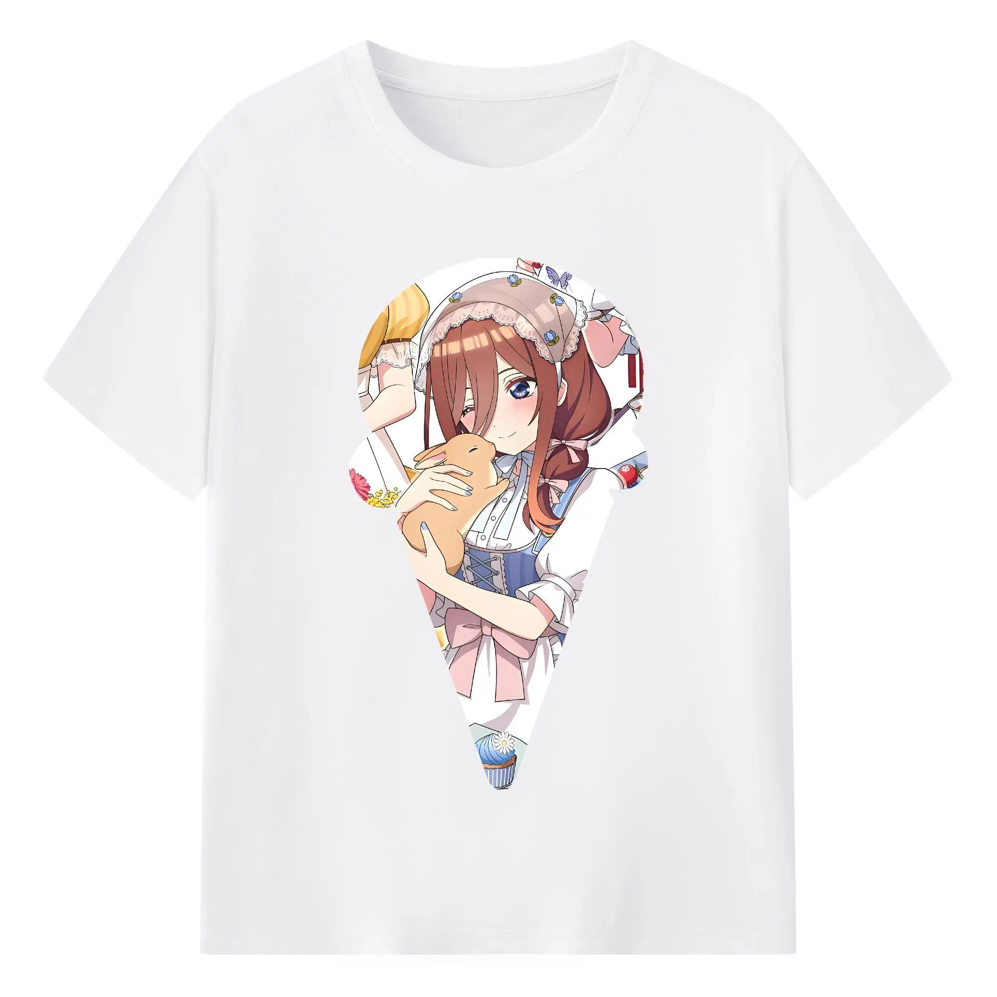 五等分の花嫁 グッズ 中野 三玖 - 綿100％ 半袖Tシャツ ・ フロントプリント ・ 快適 通気性 ・ 日常使い 散歩 スポーツ用