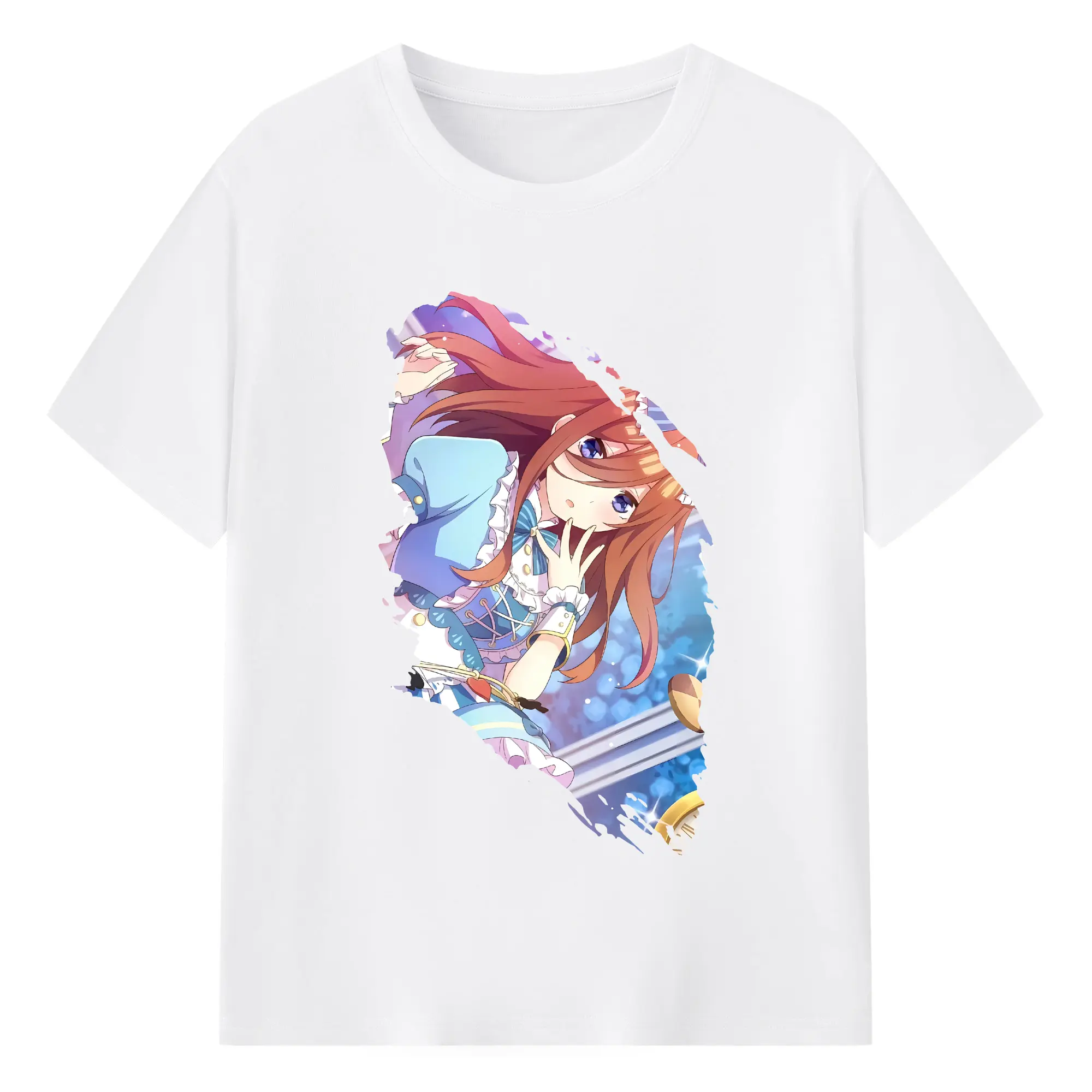 五等分の花嫁 グッズ 中野 三玖 - 綿100％ 半袖Tシャツ ・ フロントプリント ・ 快適 通気性 ・ 日常使い 散歩 スポーツ用