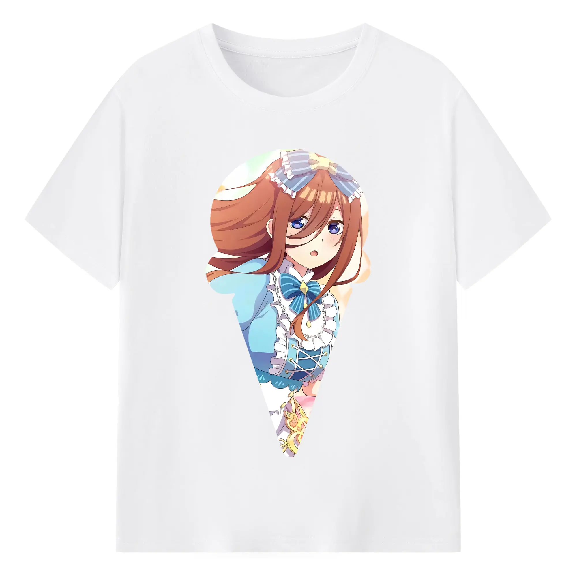 五等分の花嫁 グッズ 中野 三玖 - 綿100％ 半袖Tシャツ ・ フロントプリント ・ 快適 通気性 ・ 日常使い 散歩 スポーツ用