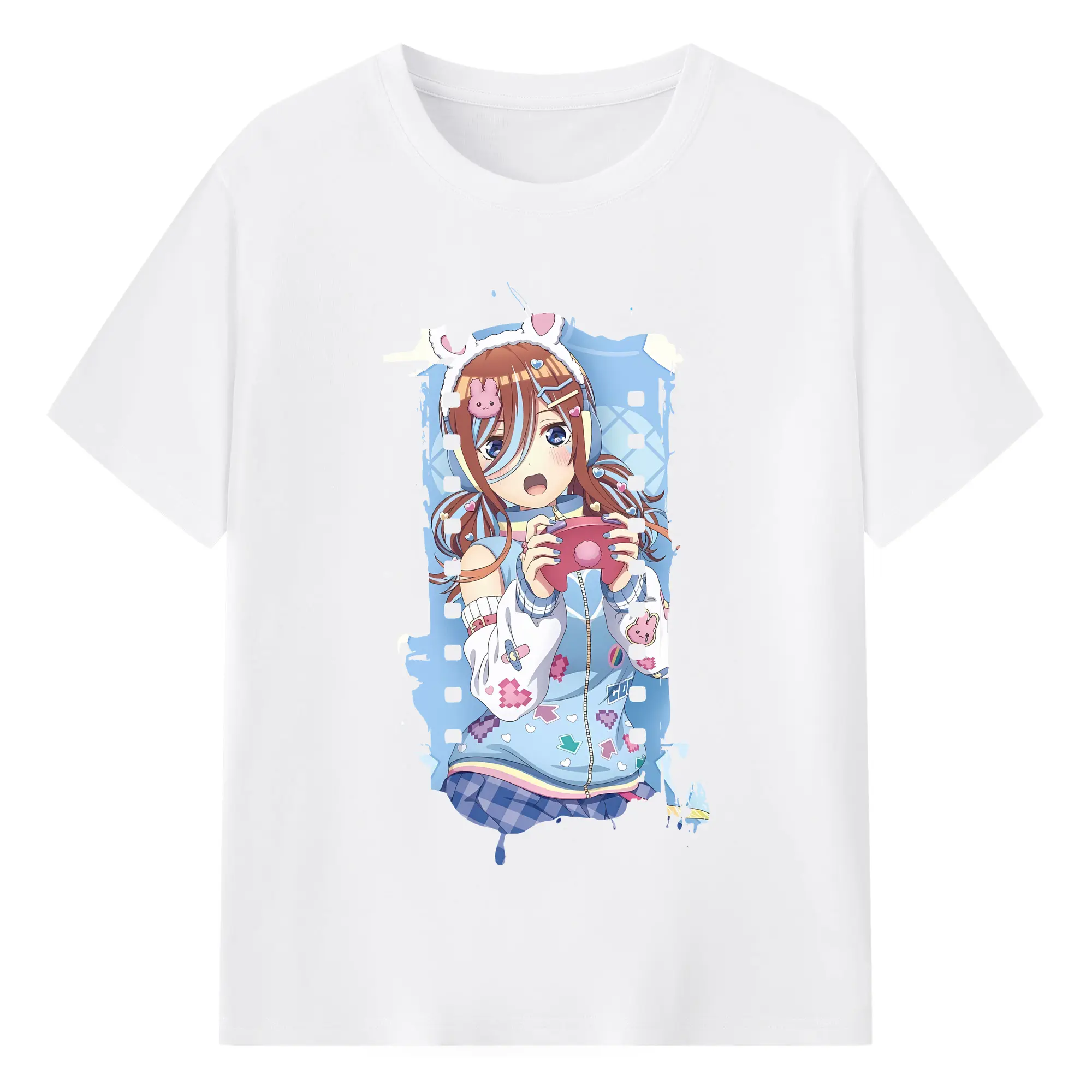 五等分の花嫁 グッズ 中野 三玖 - 綿100％ 半袖Tシャツ ・ フロントプリント ・ 快適 通気性 ・ 日常使い 散歩 スポーツ用