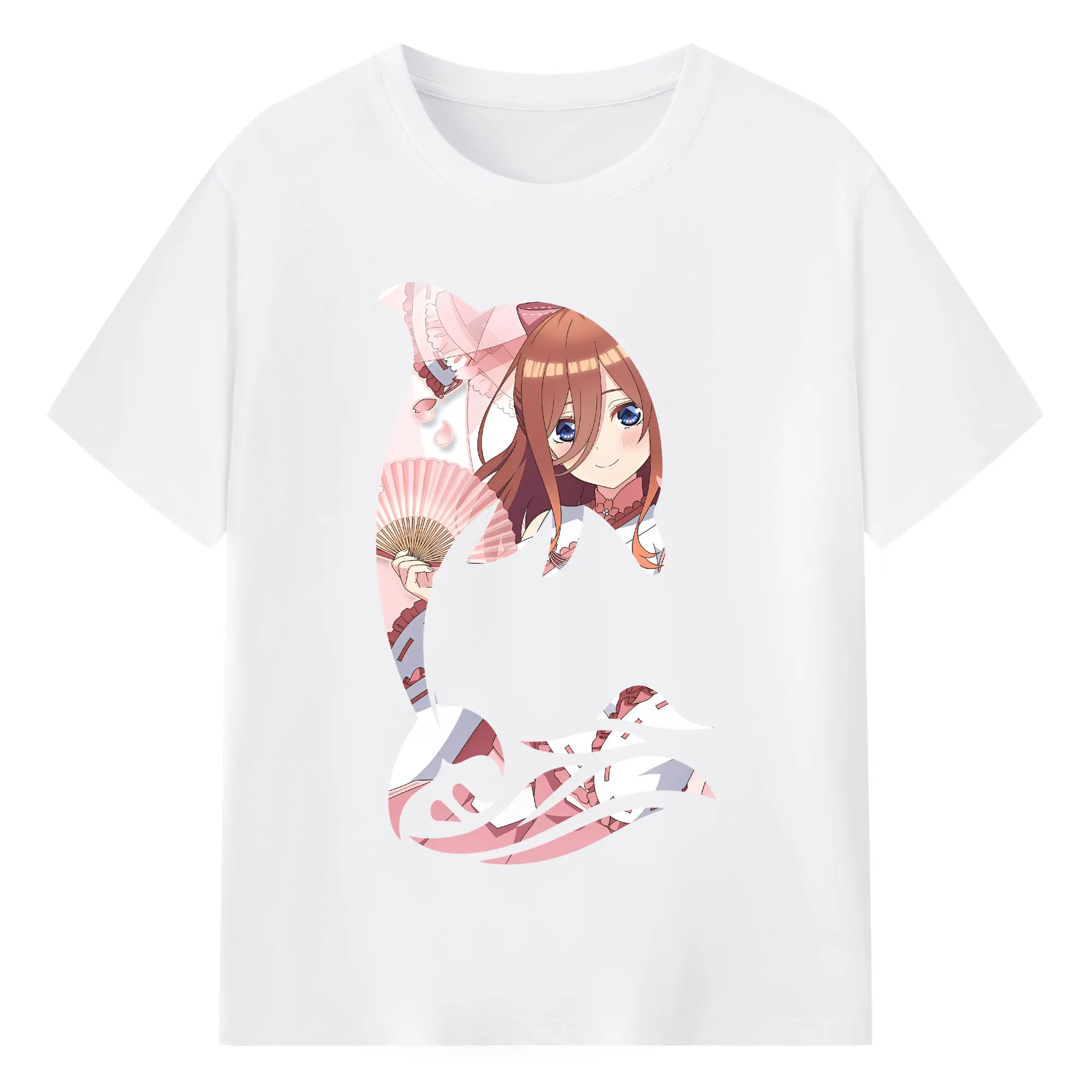 五等分の花嫁 グッズ 中野 三玖 - 綿100％ 半袖Tシャツ ・ フロントプリント ・ 快適 通気性 ・ 日常使い 散歩 スポーツ用