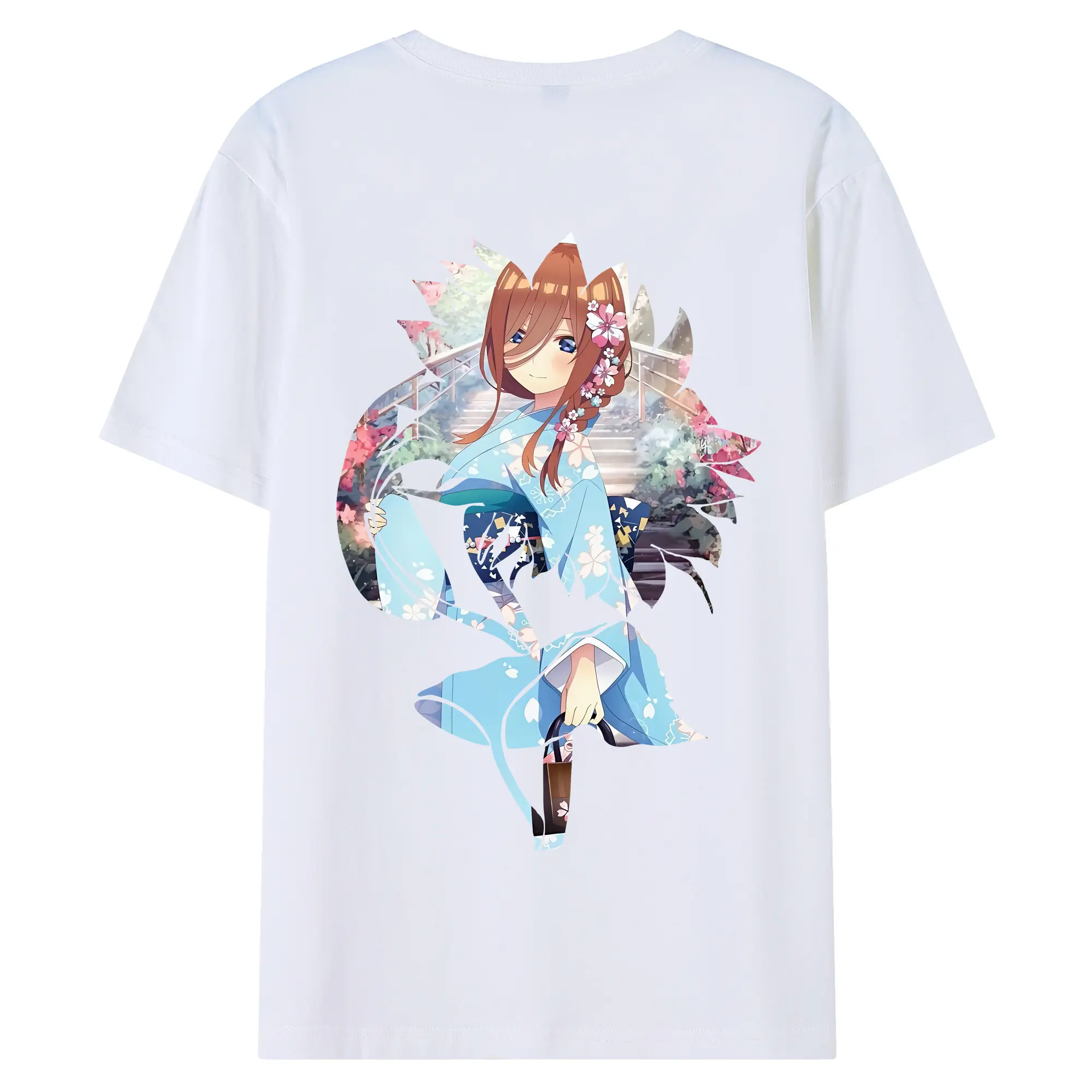 五等分の花嫁 グッズ 中野 三玖 - 綿100％ 半袖Tシャツ ・ バックプリント ・ 快適 通気性 ・ 日常使い 散歩 スポーツ用