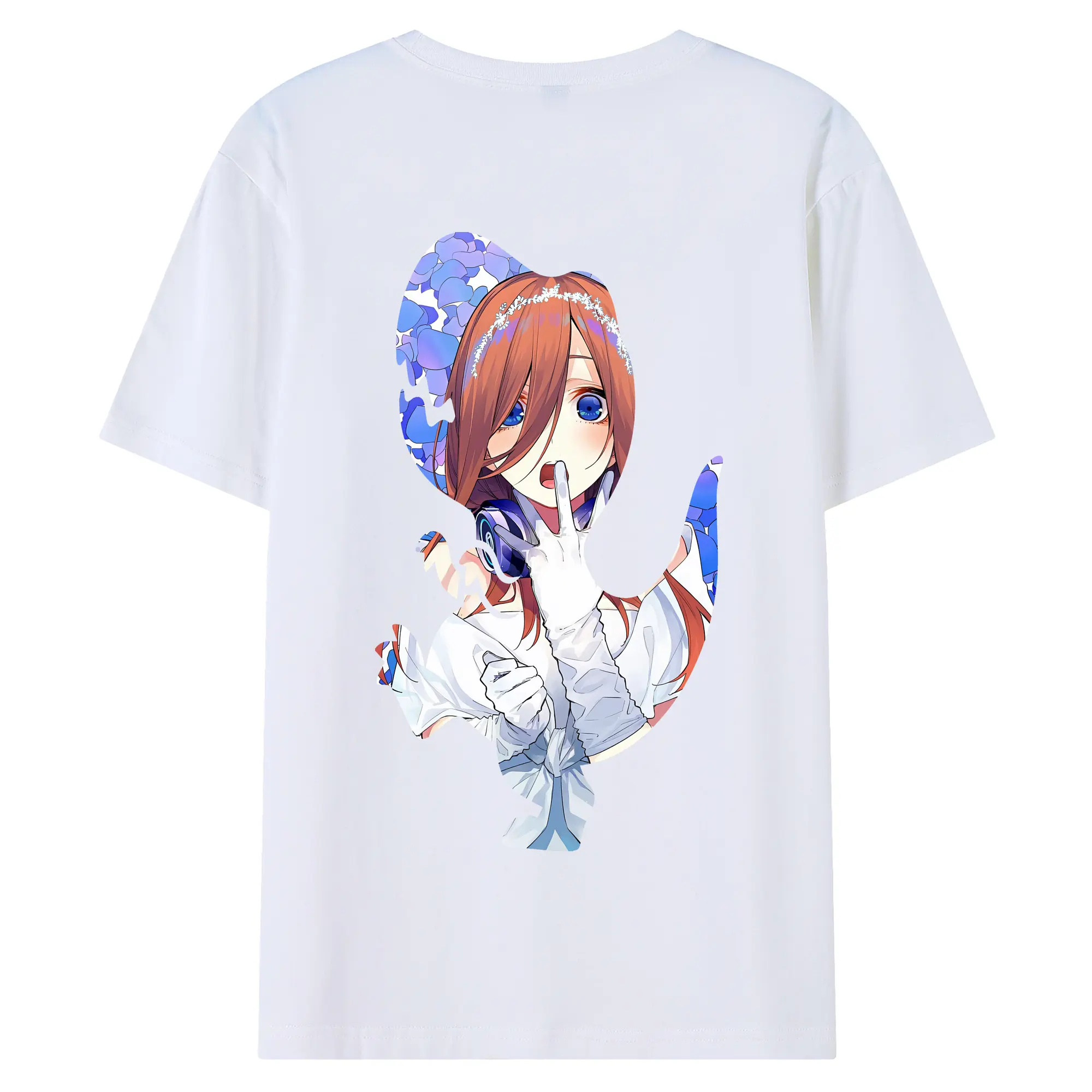 五等分の花嫁 グッズ 中野 三玖 - 綿100％ 半袖Tシャツ ・ バックプリント ・ 快適 通気性 ・ 日常使い 散歩 スポーツ用