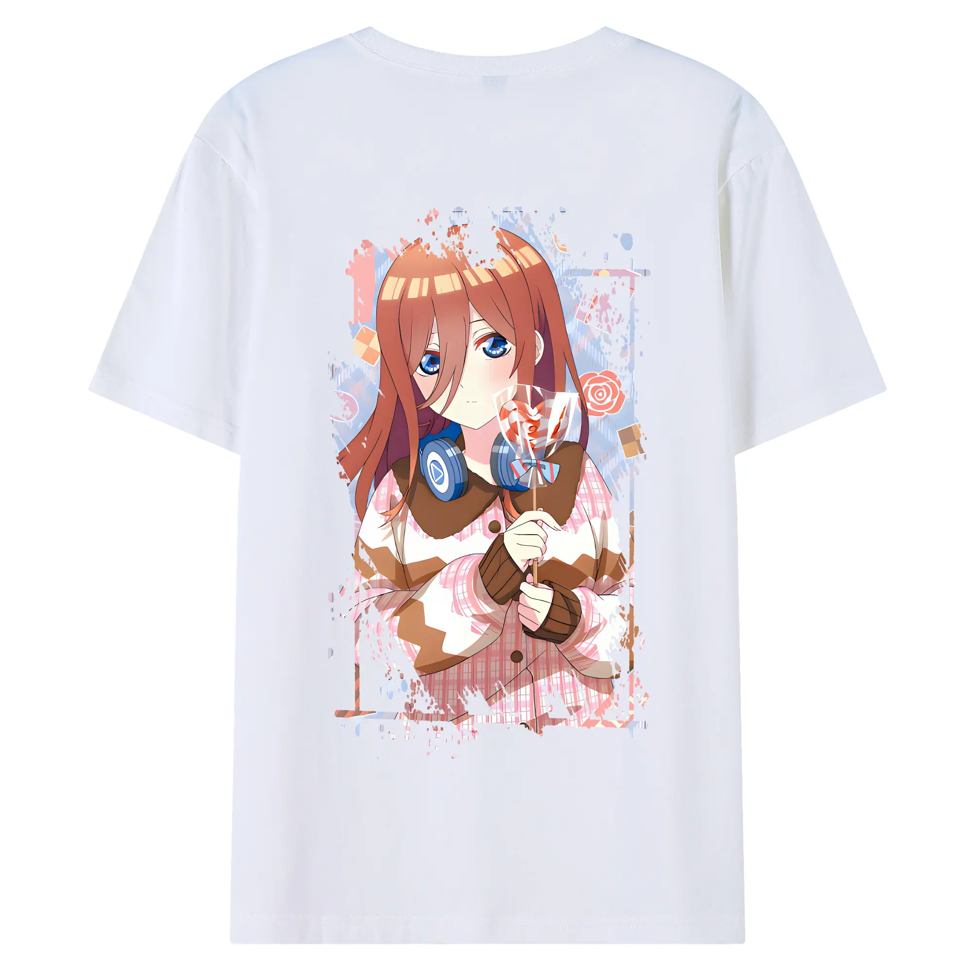 五等分の花嫁 グッズ 中野 三玖 - 綿100％ 半袖Tシャツ ・ バックプリント ・ 快適 通気性 ・ 日常使い 散歩 スポーツ用