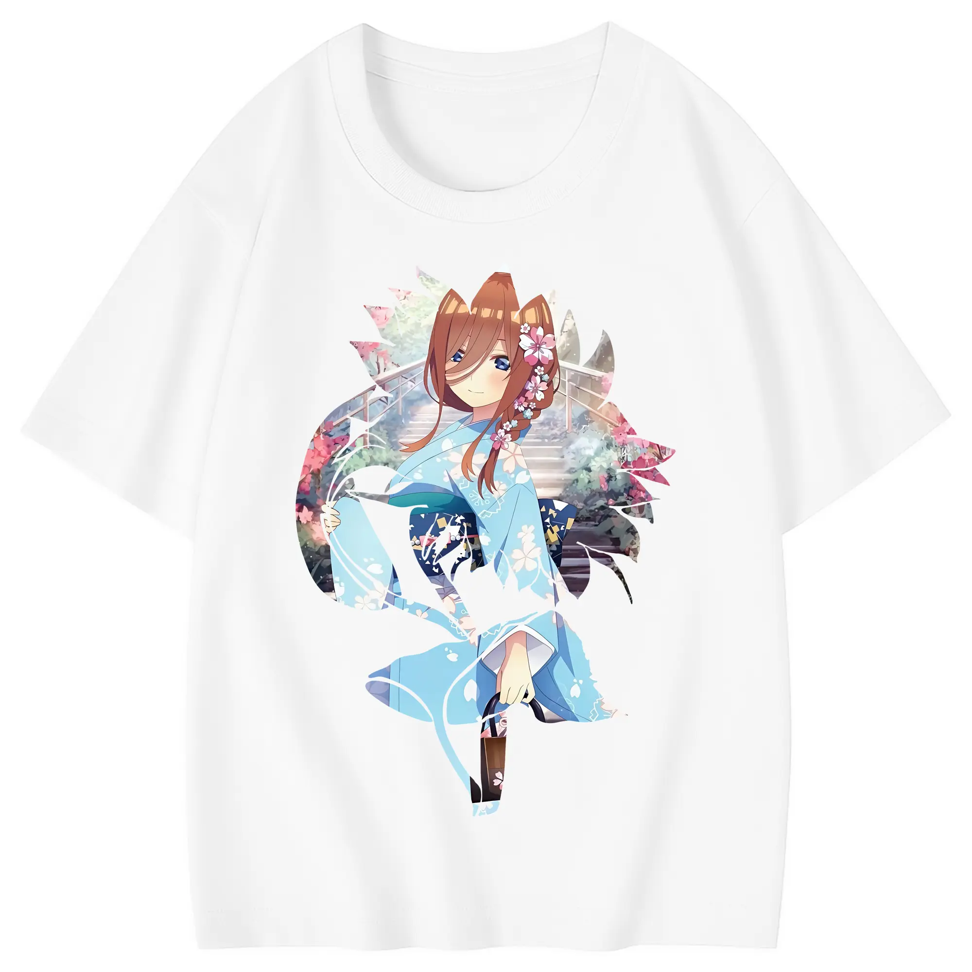 五等分の花嫁 グッズ 中野 三玖 - 綿100％ キッズTシャツ ・ フロントプリント ・ 快適 通気性 ・ スポーツ カジュアル 散歩用